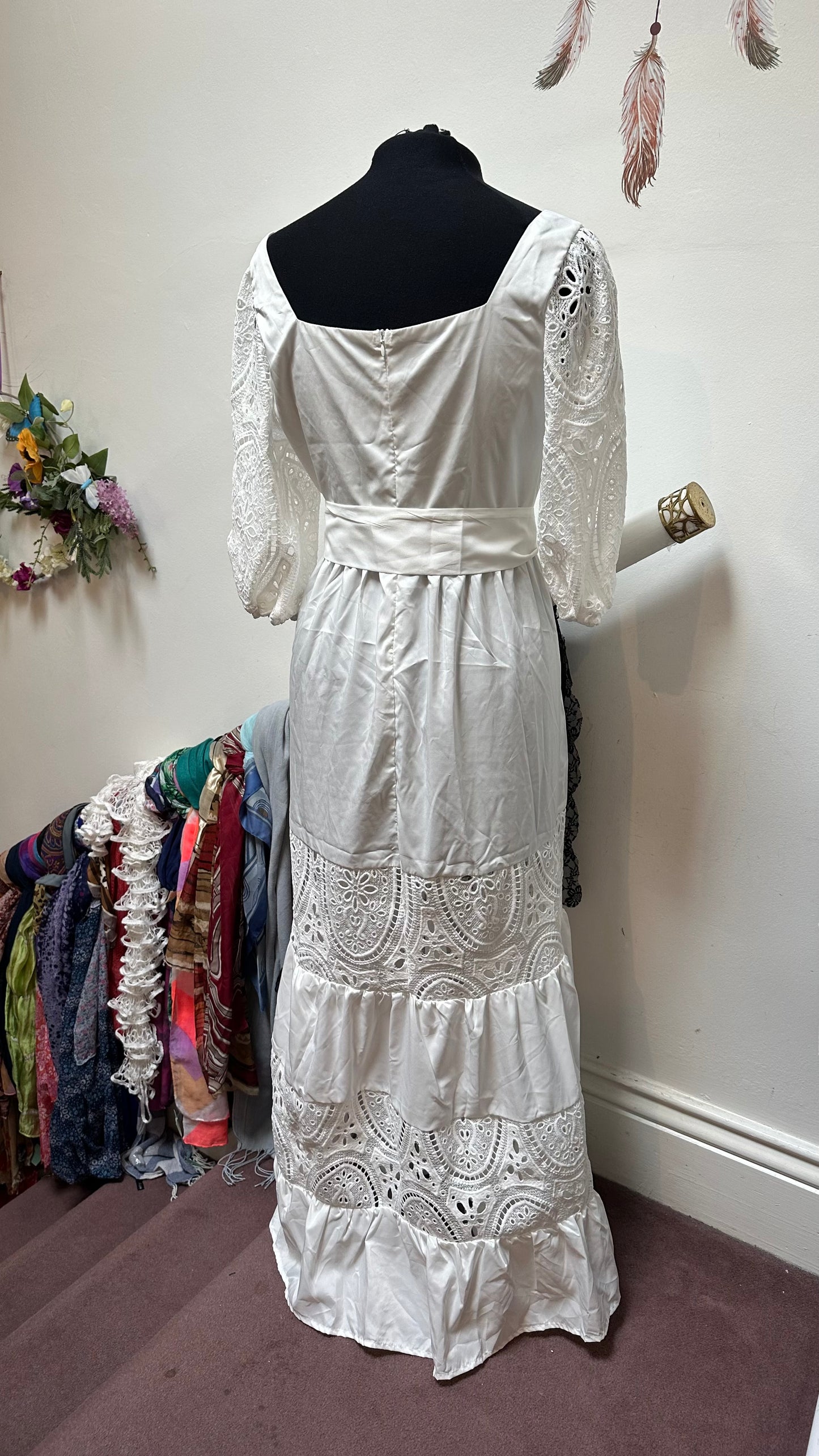 White Broderie Lace Dress Size M