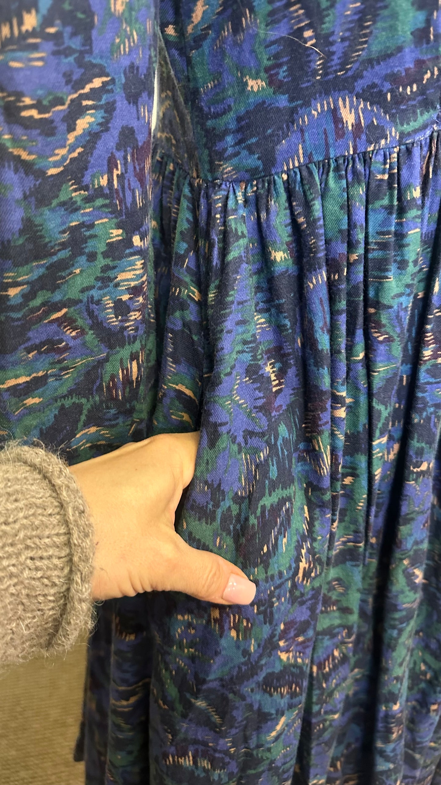 Rare Find Vintage Laura Ashley Cotton Dress with Pockets & Shoulder Pads Best Fit Size 10 (missing 4 buttons) Approx. 4 inches in the hem so could easily be let down. Pictures don’t do it justice! €50 or best offer
