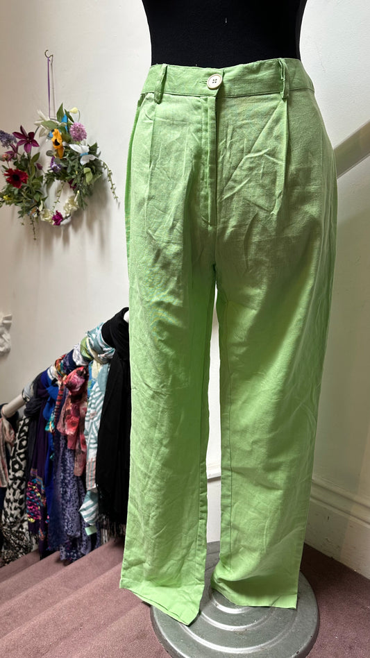 Pretty Little Thing Green Trousers Size 8 100% Cotton