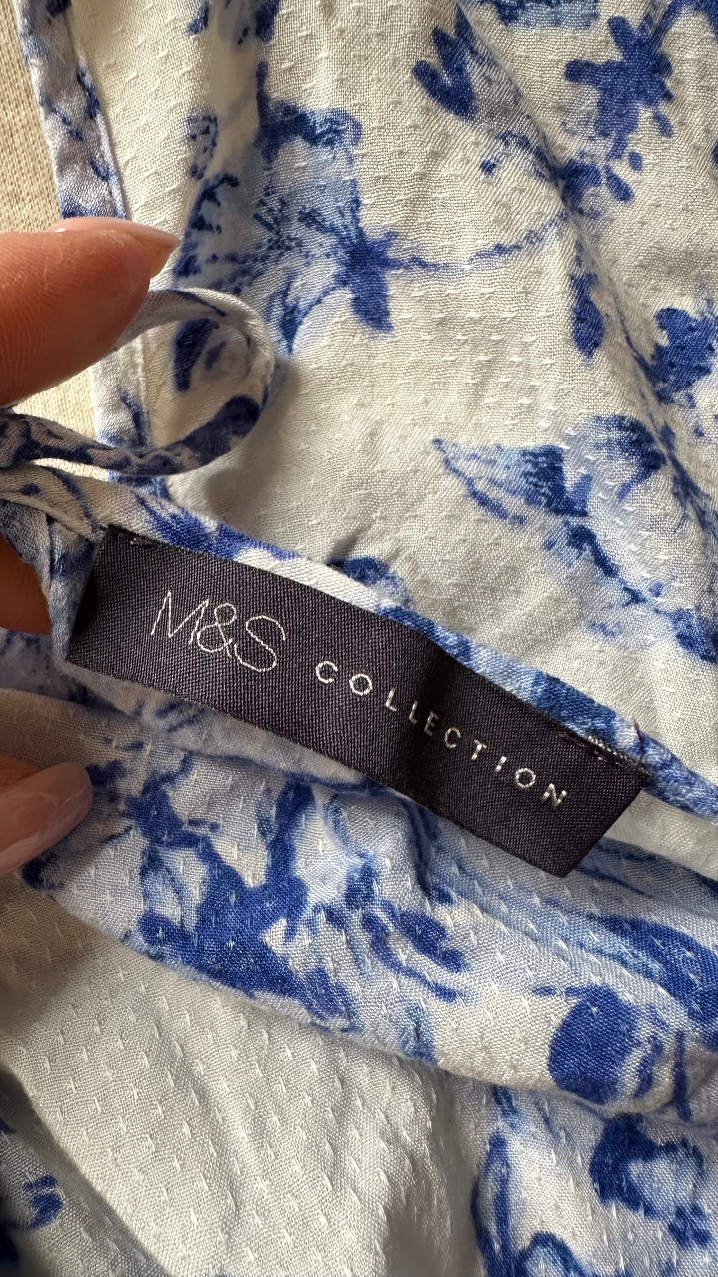 M&S Blue Floral Top Size 24