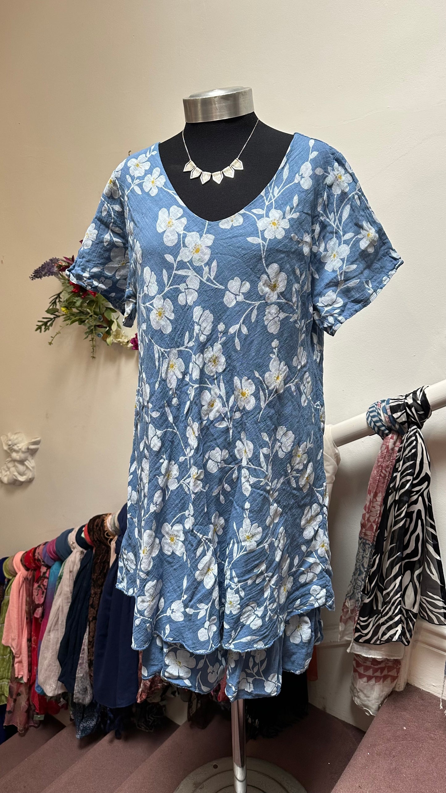 Made in Italy Tunic Dress 95% Cotton Best Fit Size M