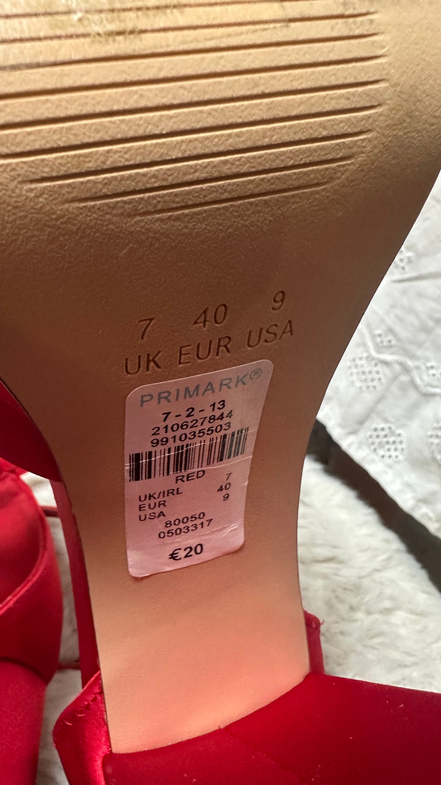Primark Red Satin Platforms Size 7 (Small Mark on tie, see last photo)