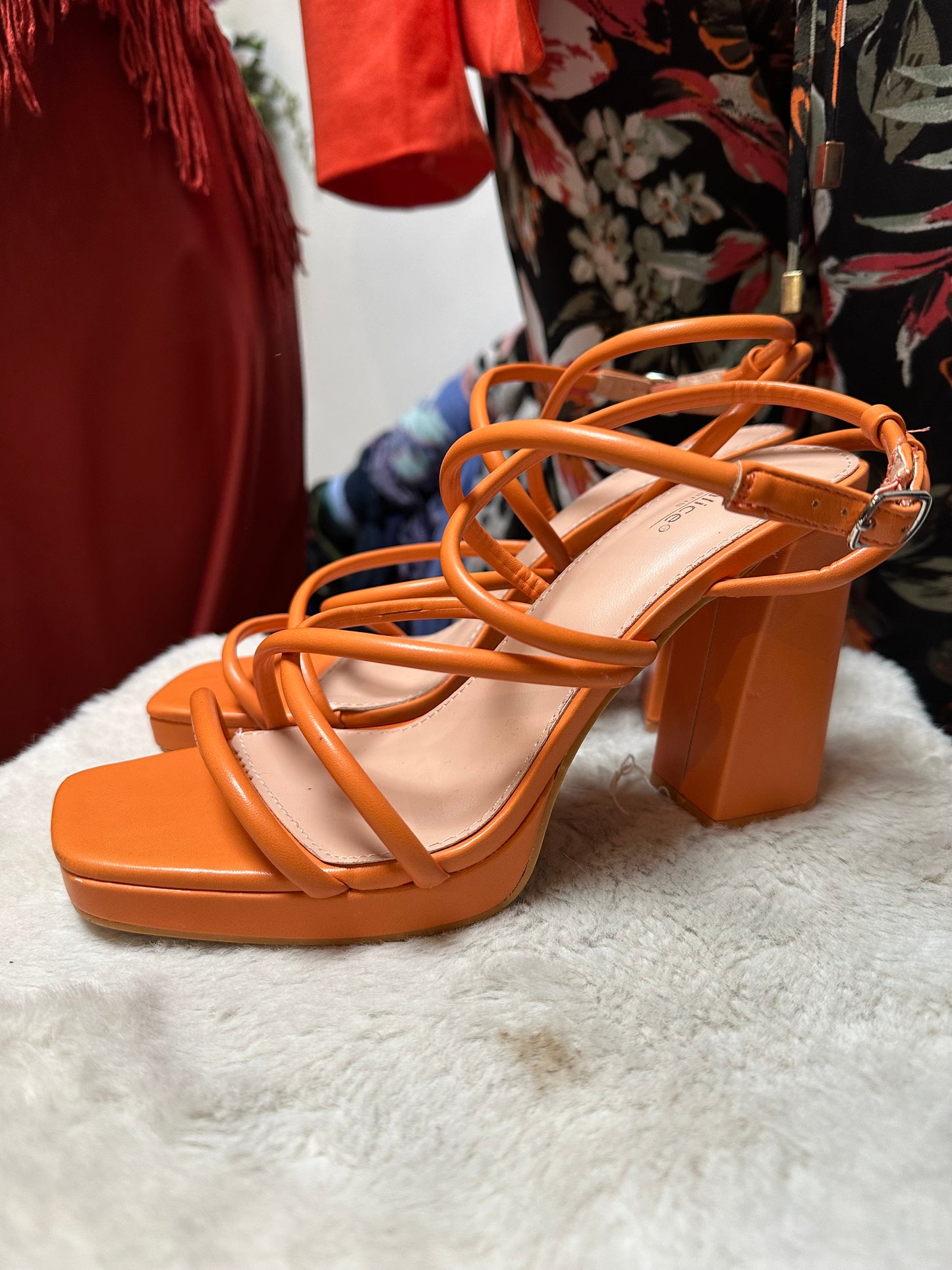 Orange Block Heels Size 6