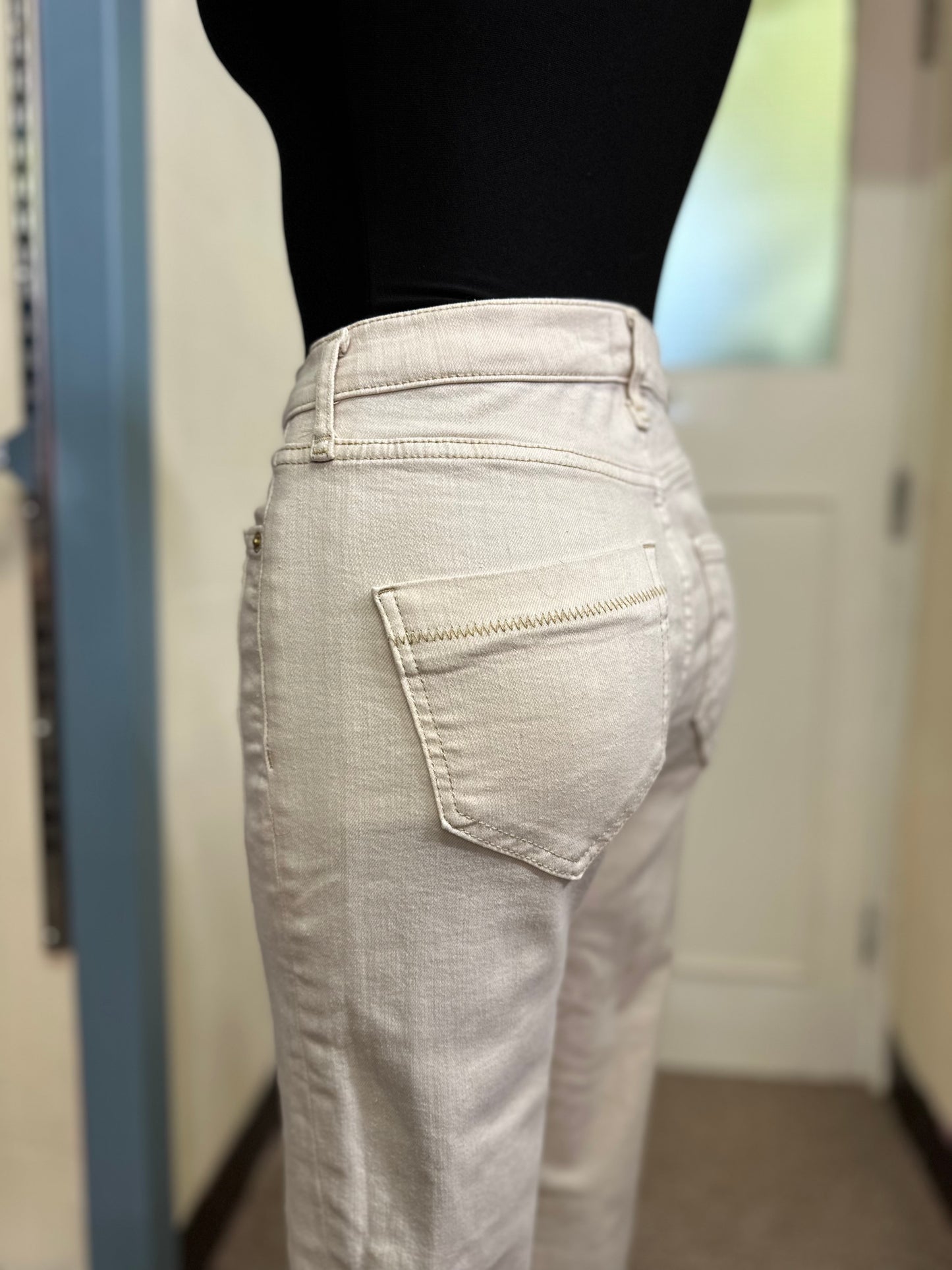 River Island Cream High Rise Skinny Jeans, Size 8