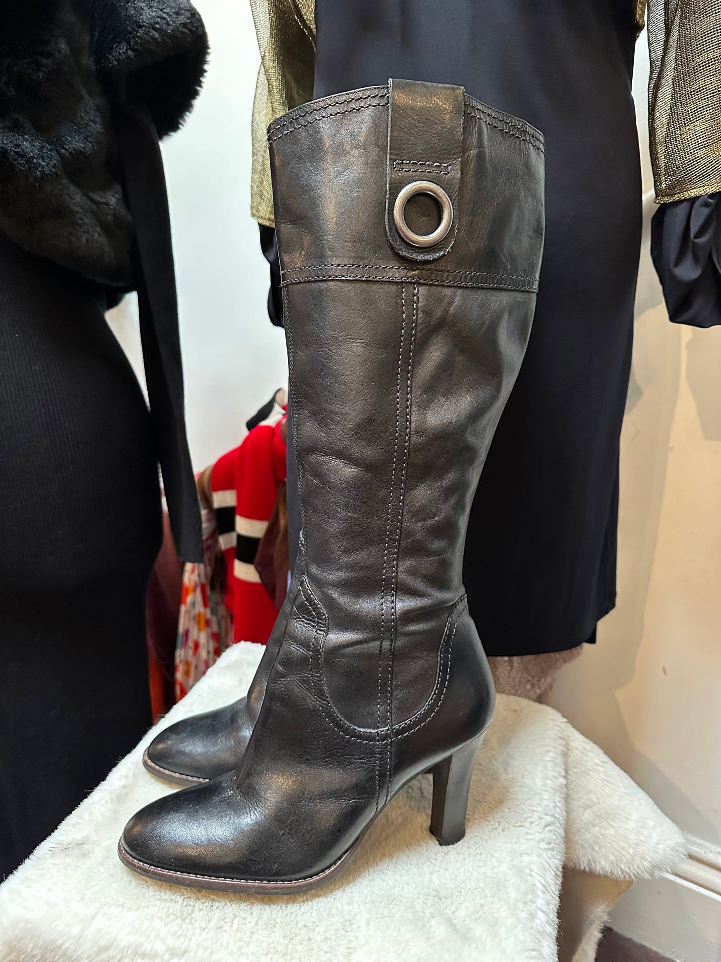 River Island Long Leather Boots Size 6.5