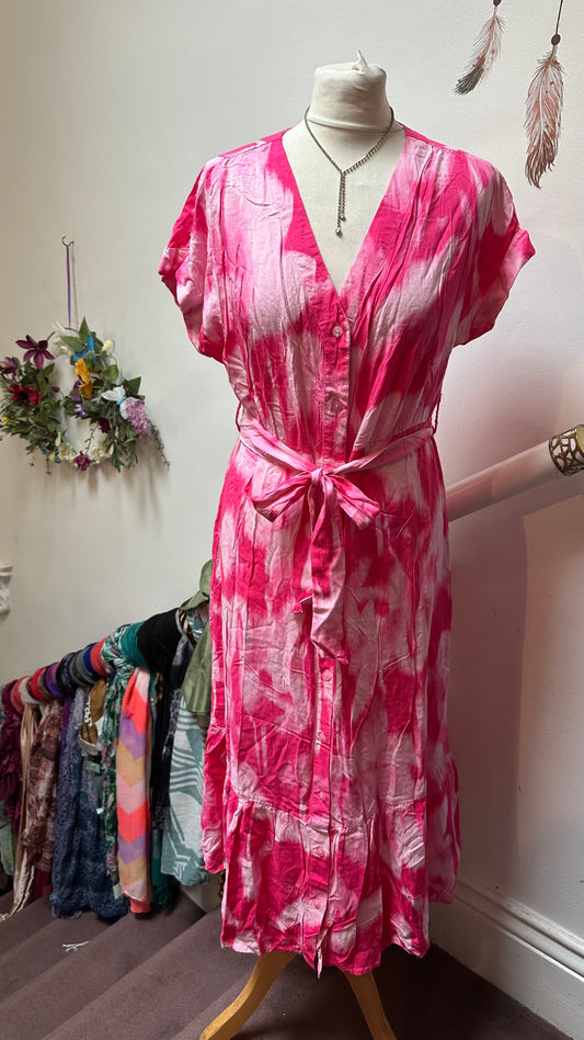 Pink Tie Dye Viscose Dress Size 12