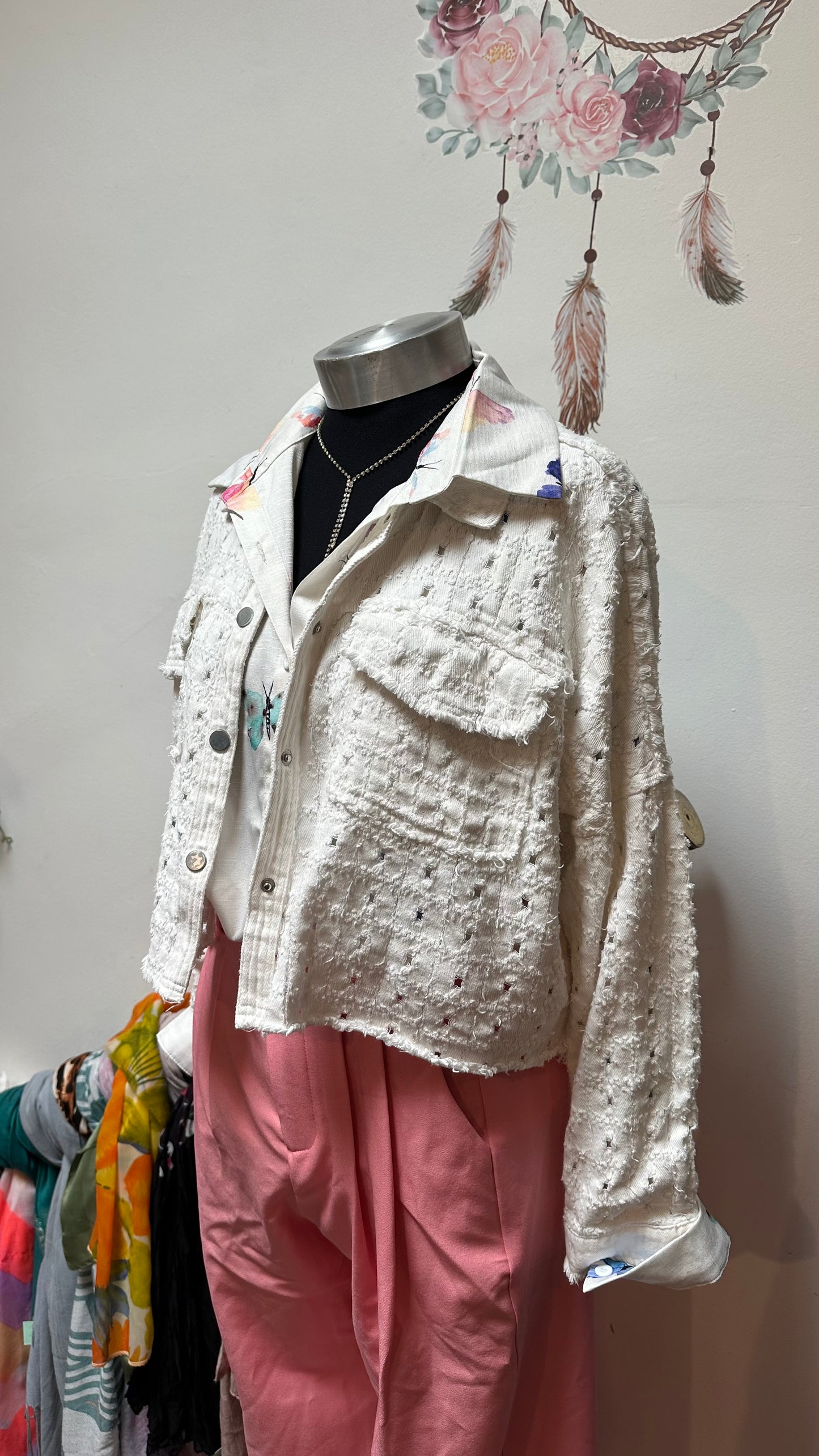 Gilly White Cotton Jacket Size M
