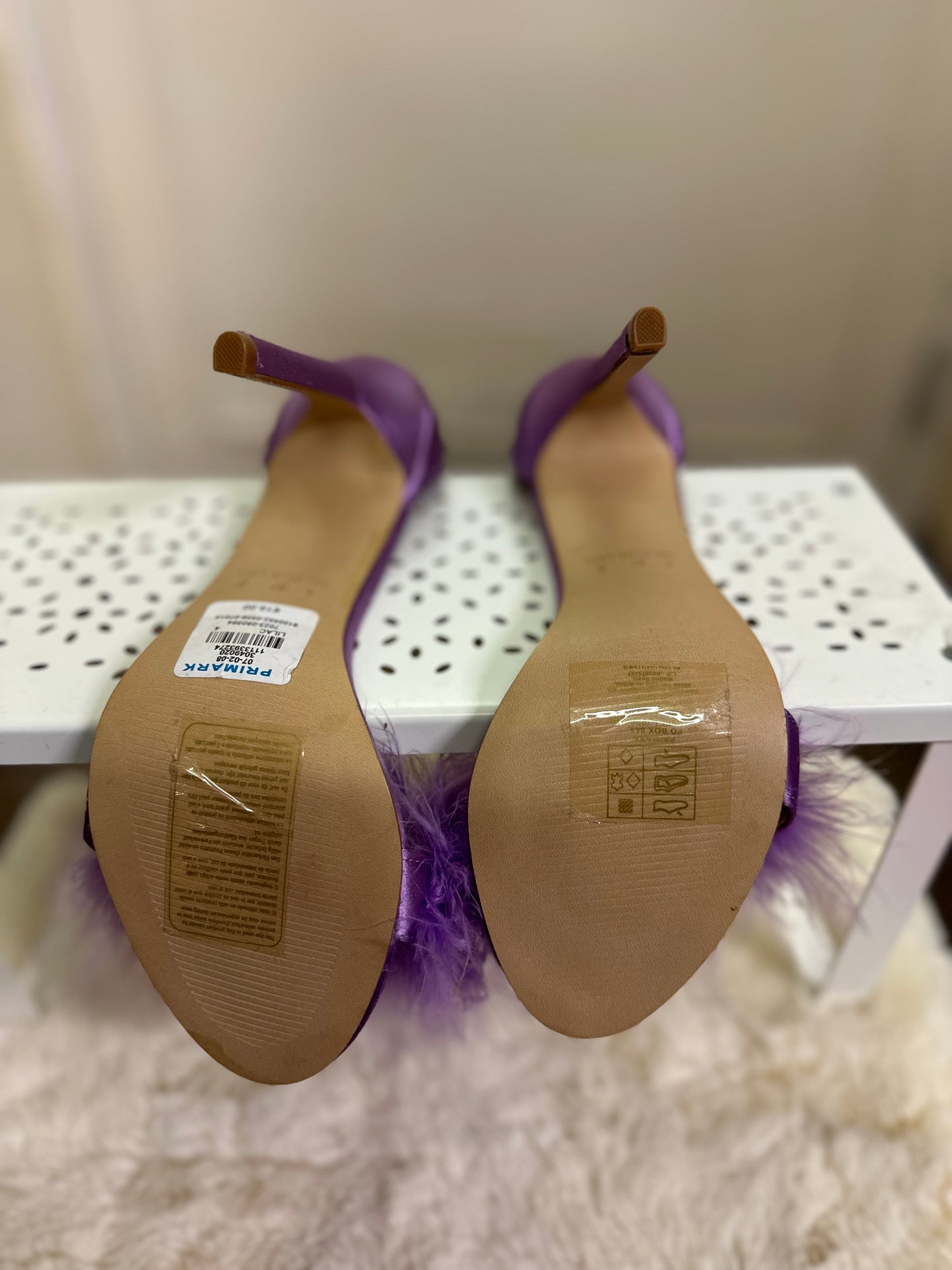 Primark Purple Feather Boa Heels, New with Tags, Size 4