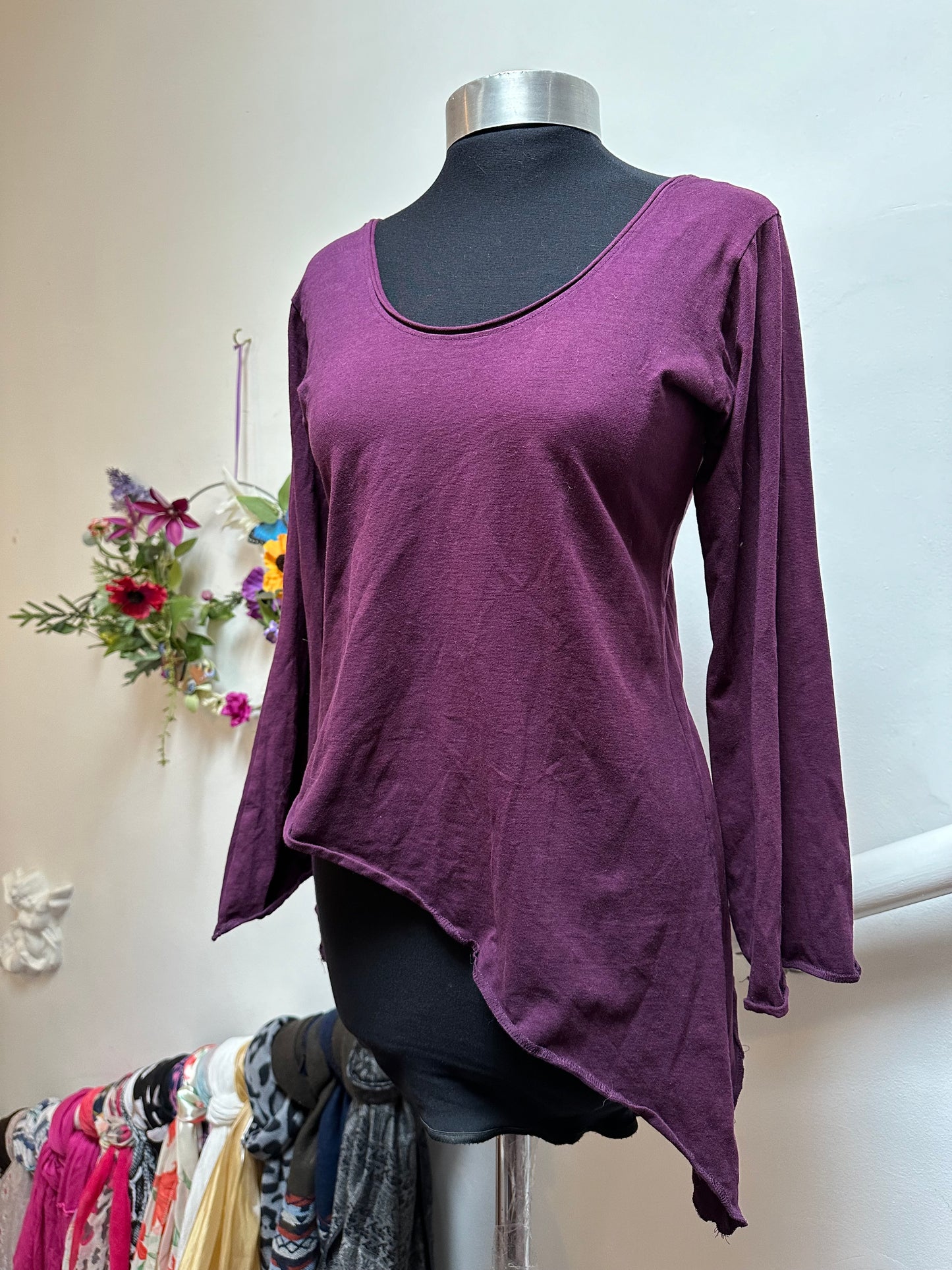 Altshop Aubergine Asymmetrical Top, Size S