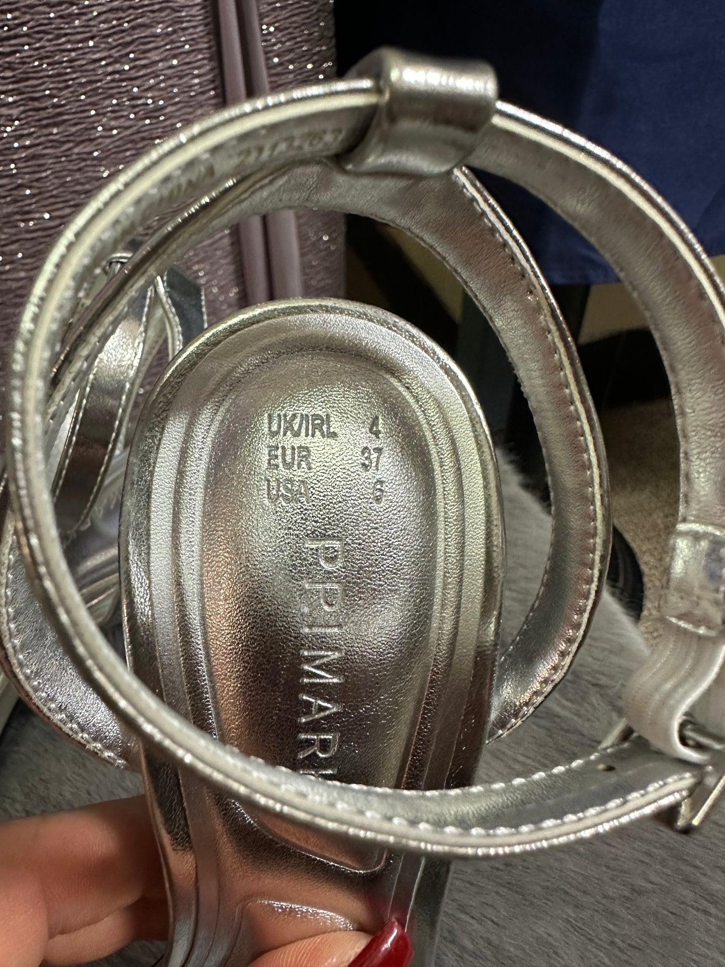 Primark Silver Medium Heel Sandals As New Size 4