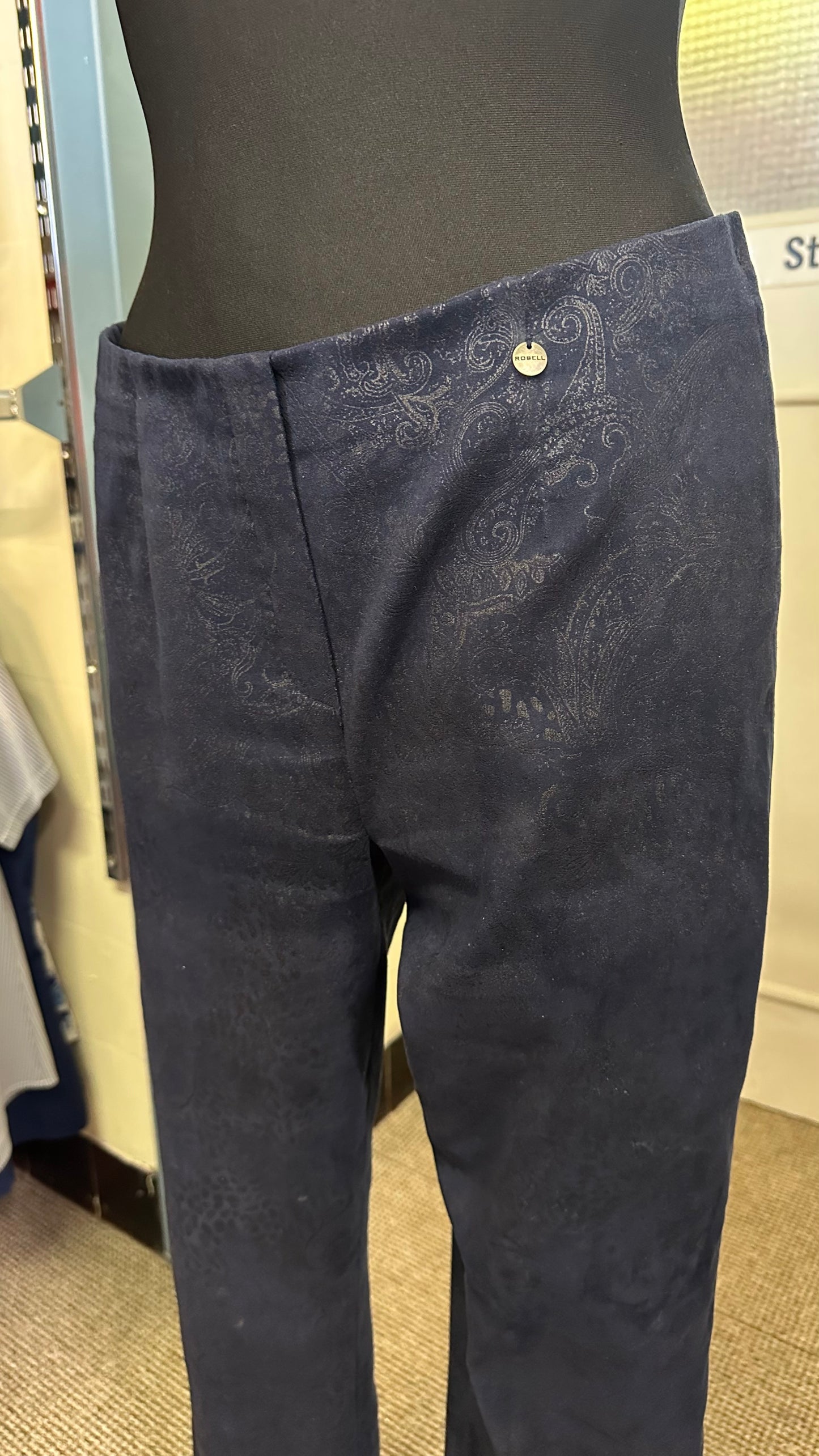 Robell Navy Stretchy Trousers Size 12