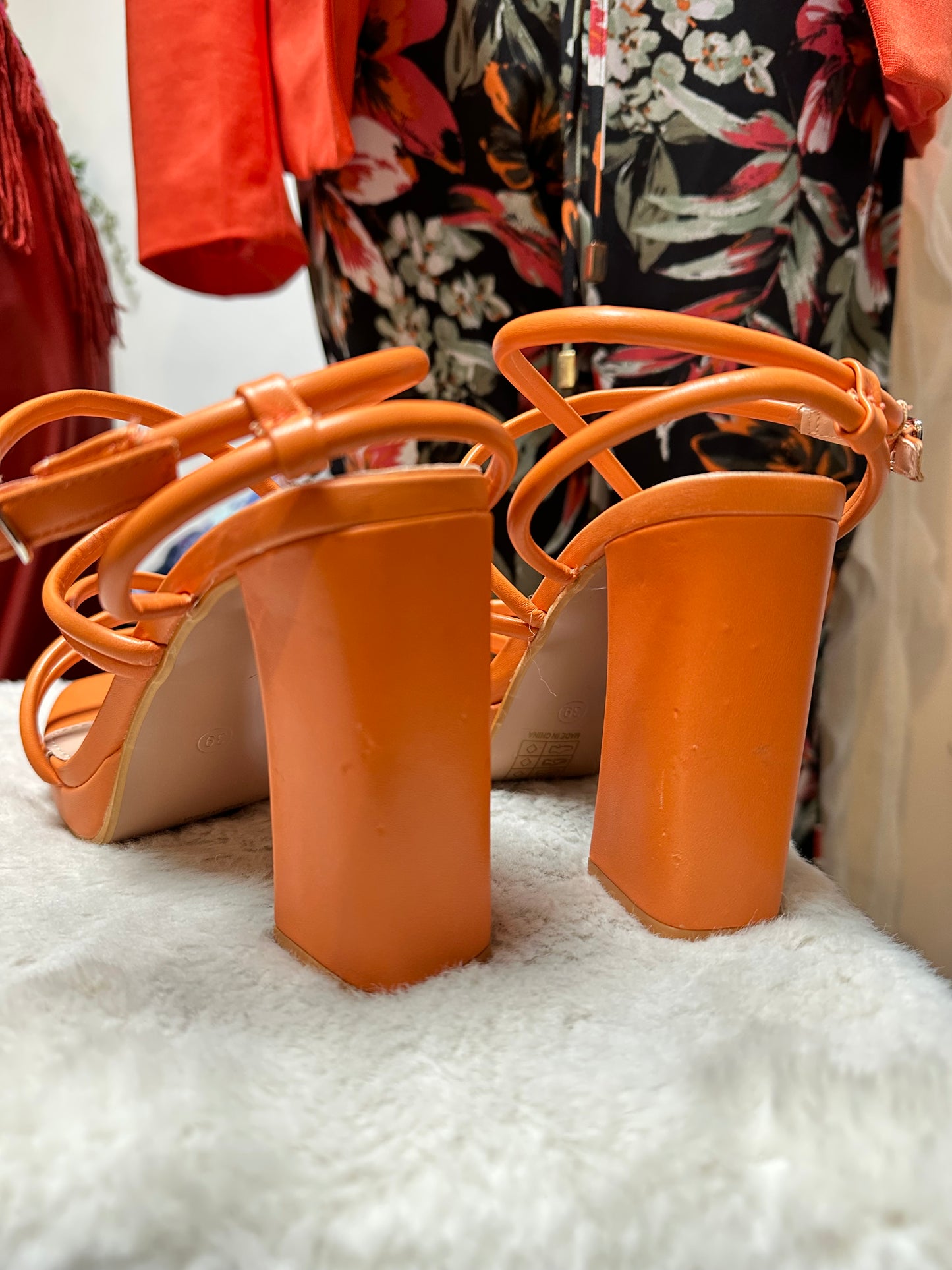 Orange Block Heels Size 6