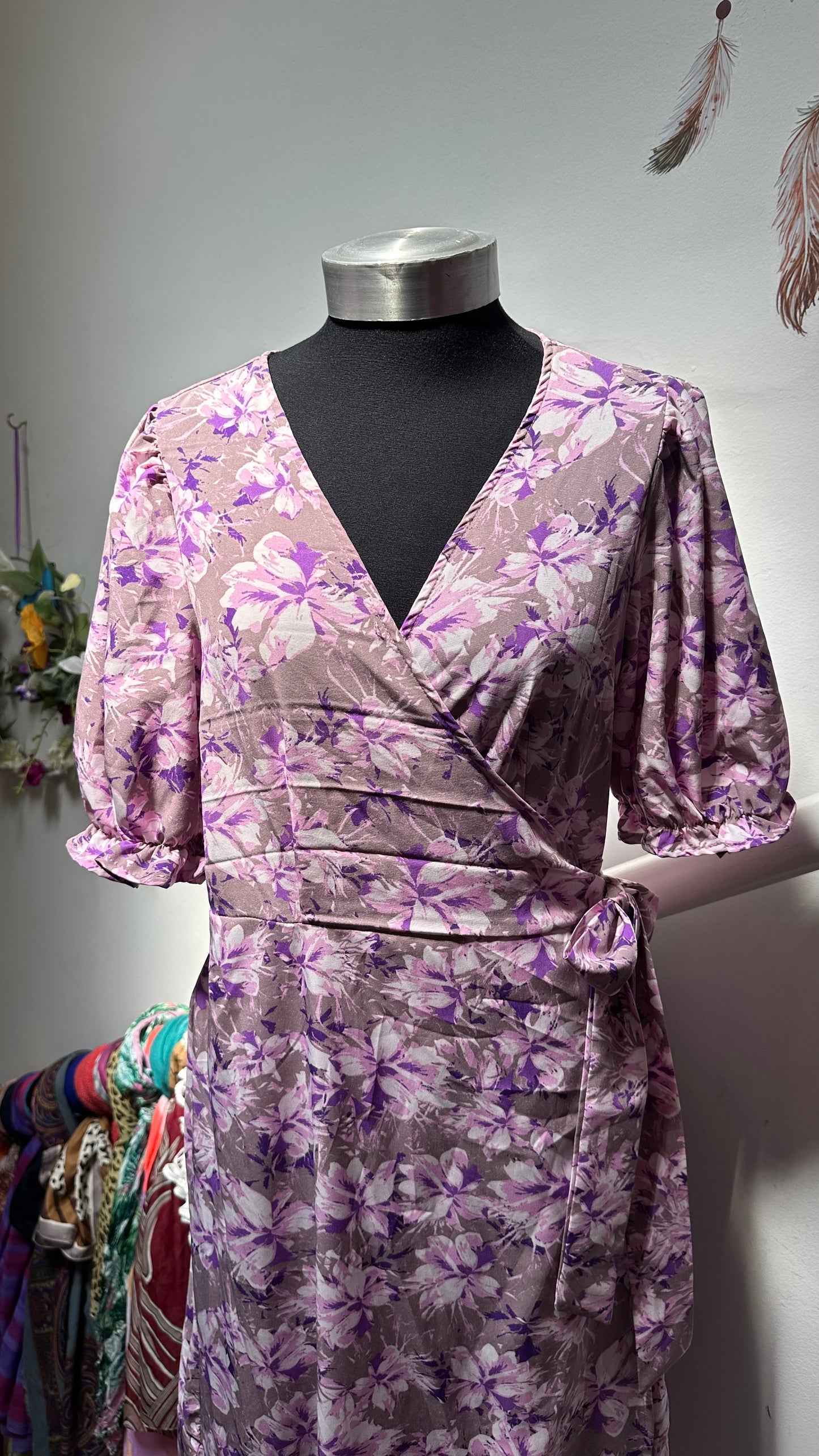 Shein Lavender Wrap Dress Best Fit Size M