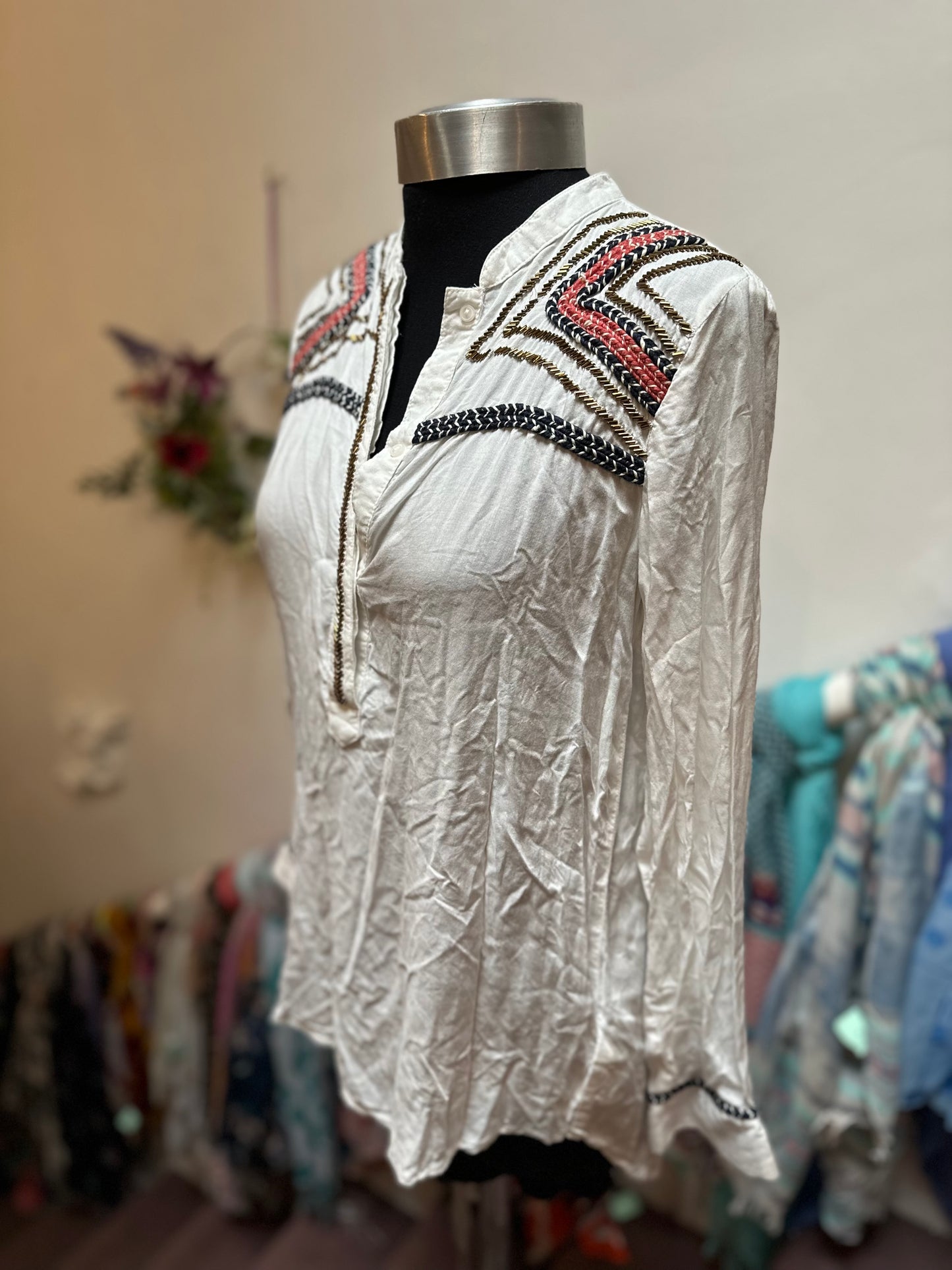 H&M Embroidered Blouse Size XS