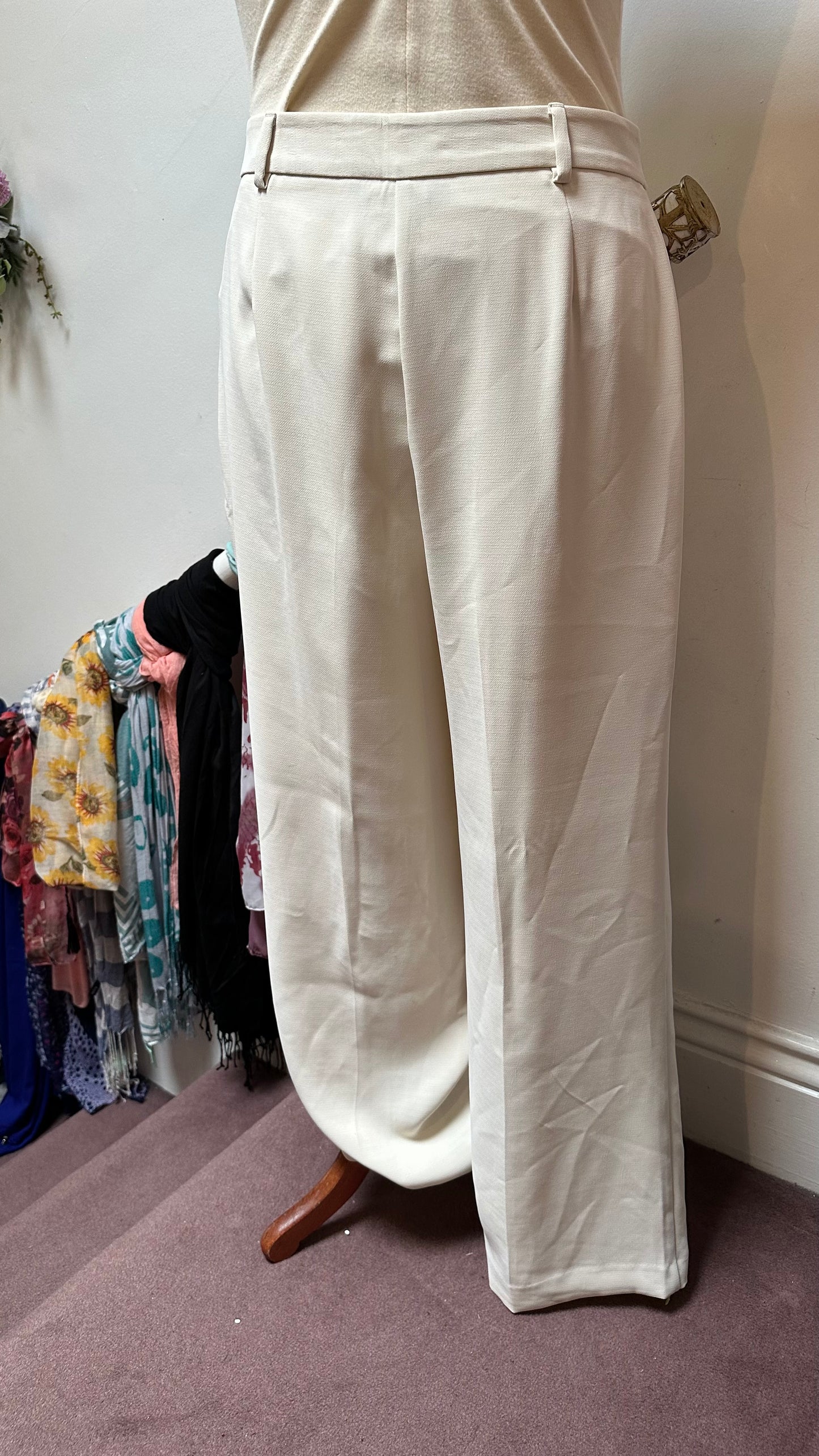 F&F Cream Tailored Trousers Size 16