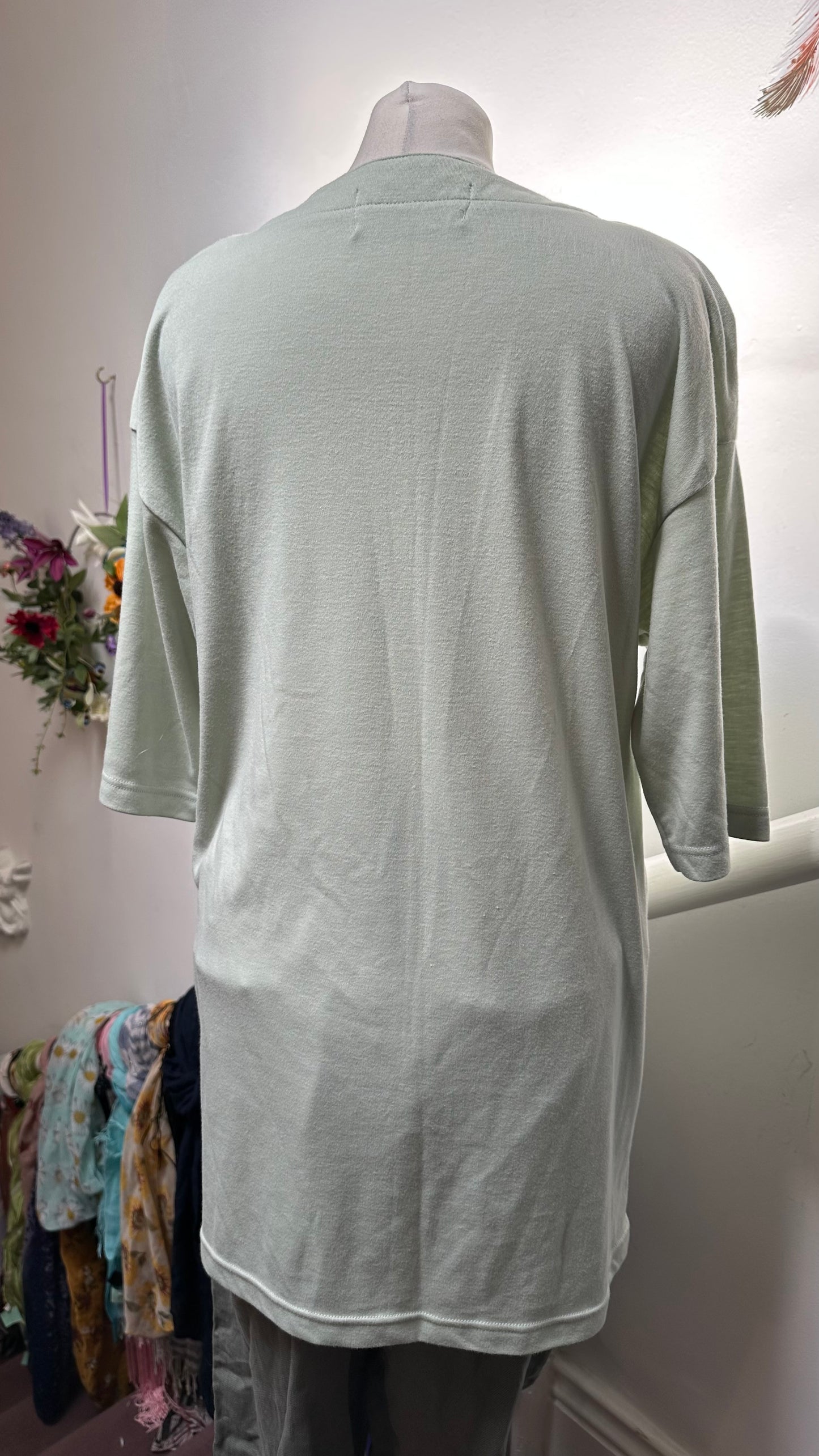 Casanova Sage Green Top with Beading and Shoulder Pads Best Fit Size M/L