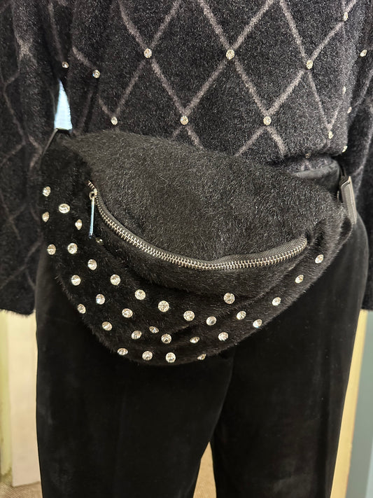 Black Waist Bag with Bling