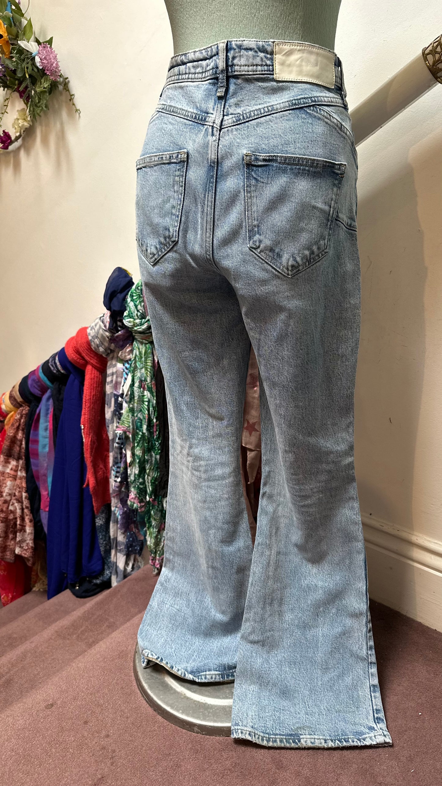River Island Bootcut High Waist Distressed Denim Size 14 Jeans