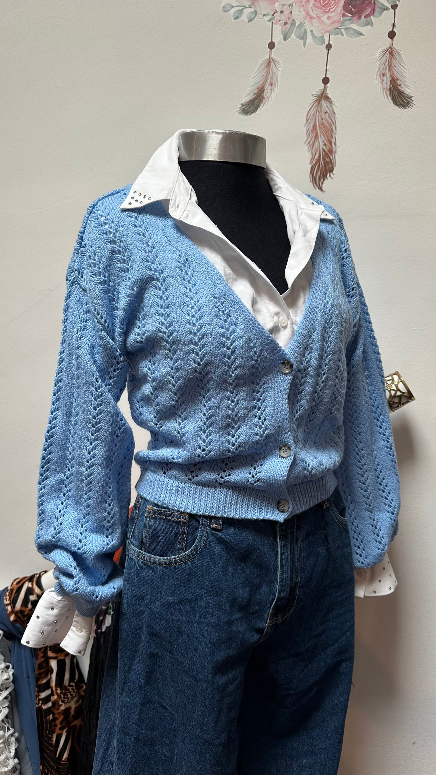 Reclaimed Vintage Baby Blue Cardigan Oversized XS