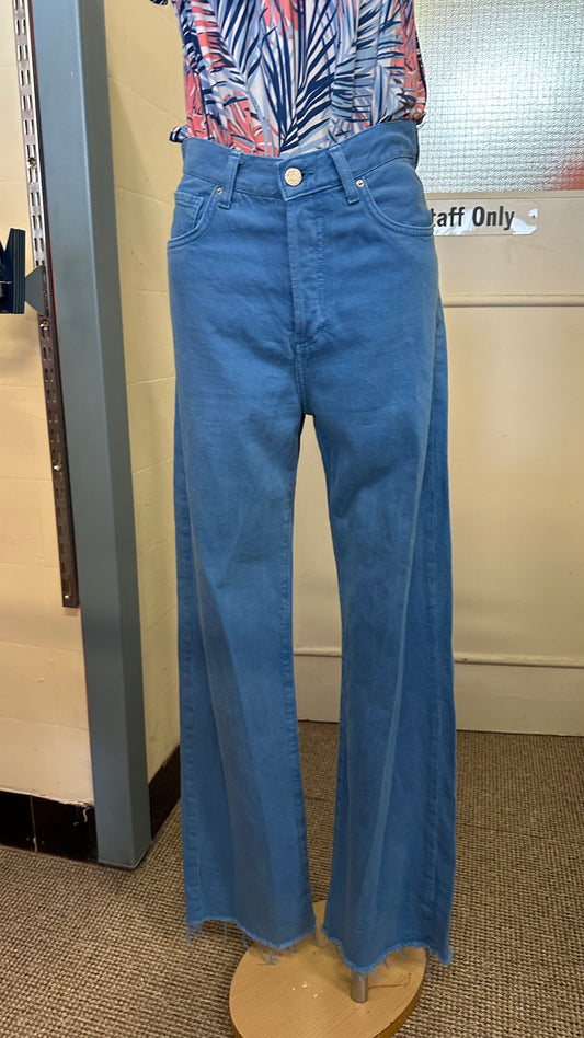 Mango High Rise Button Fly Flared 100% Cotton Jeans Size XS