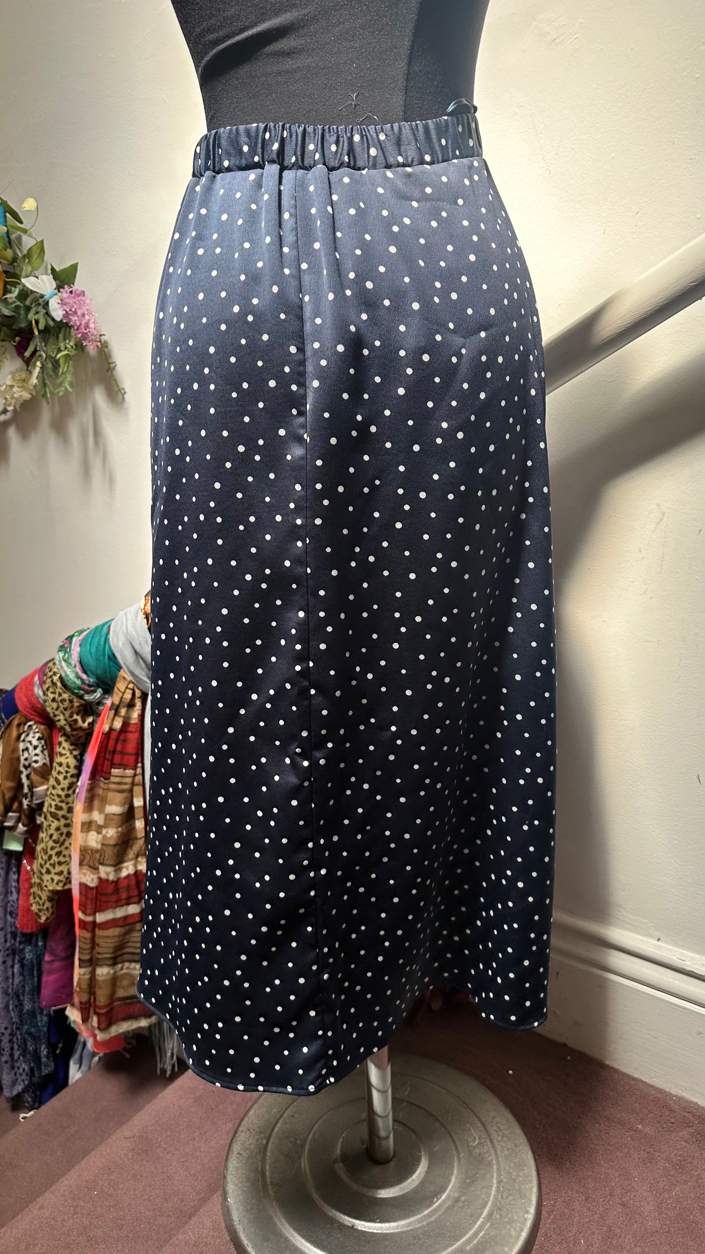 Dunnes Navy Polkadot Skirt Size 12