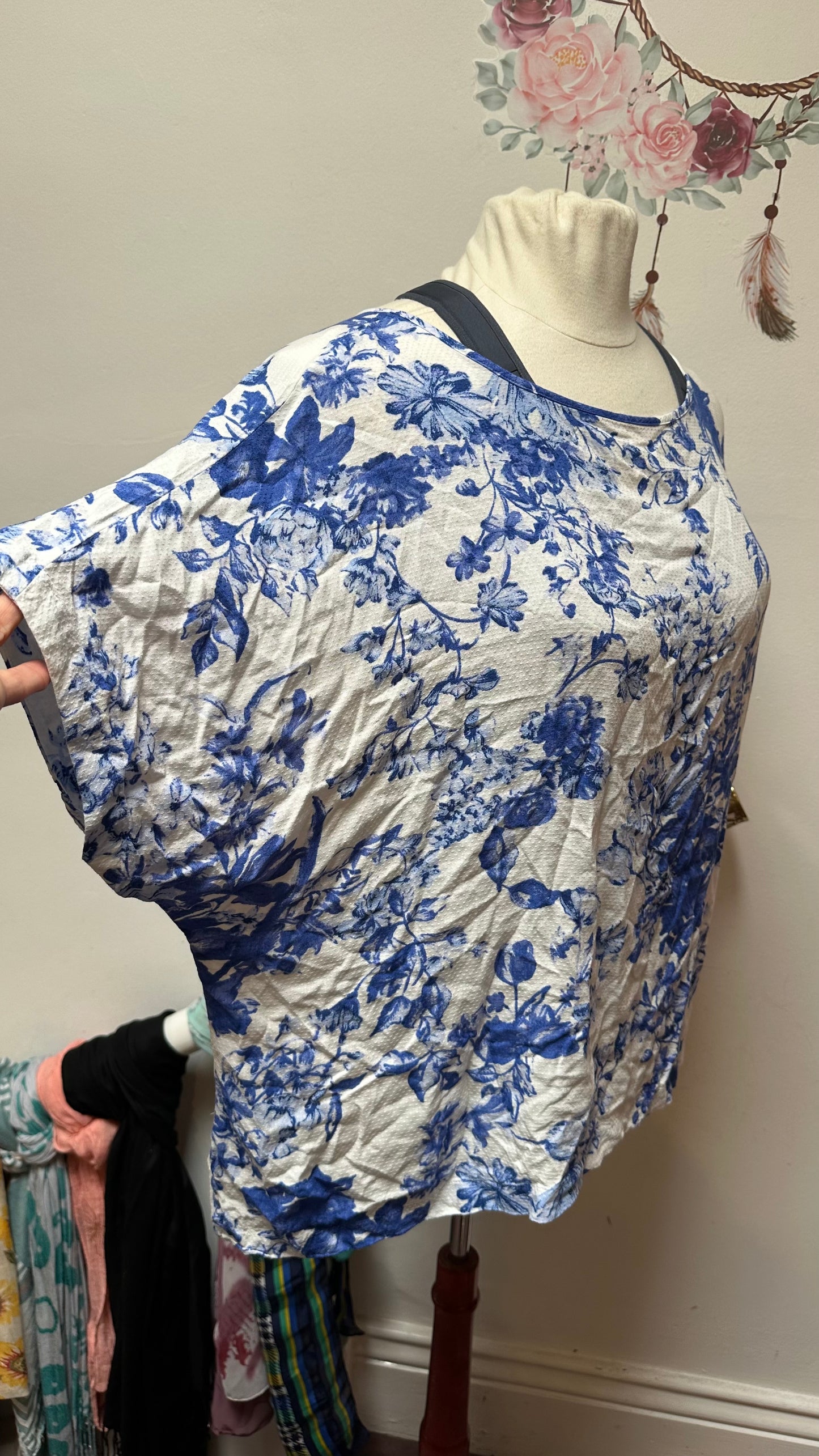 M&S Blue Floral Top Size 24