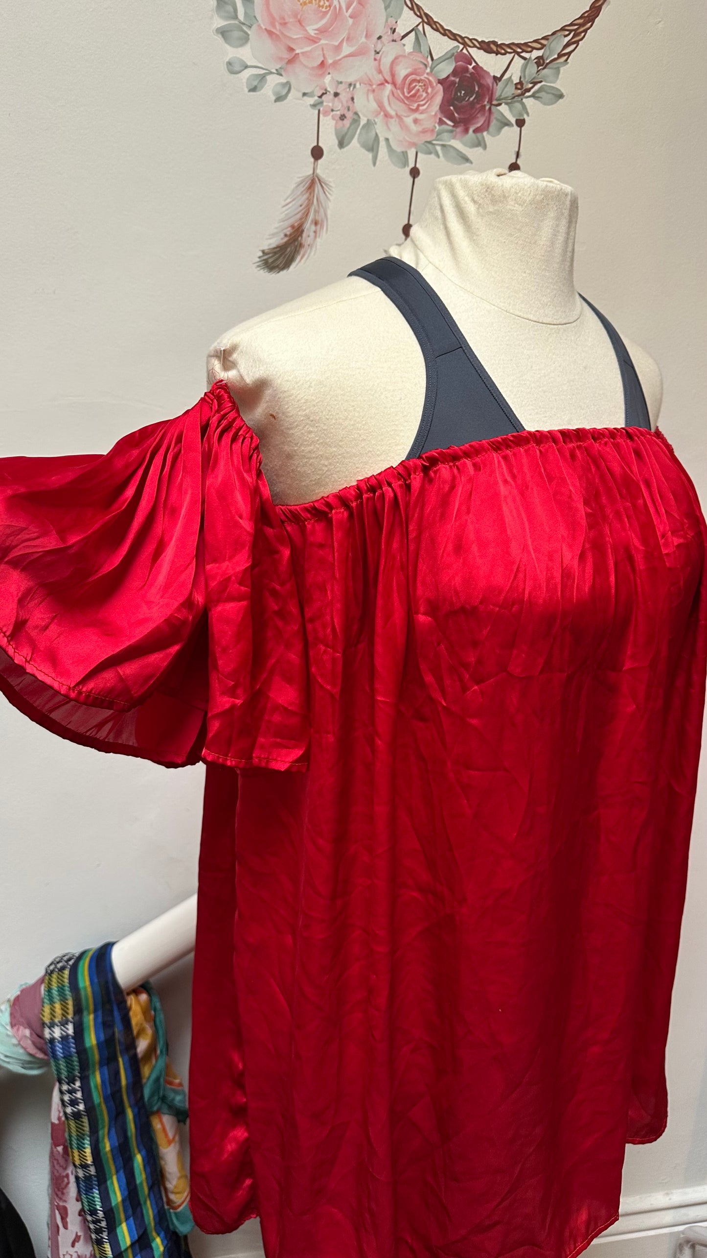 Red Satin Top Best Fit Size XXL