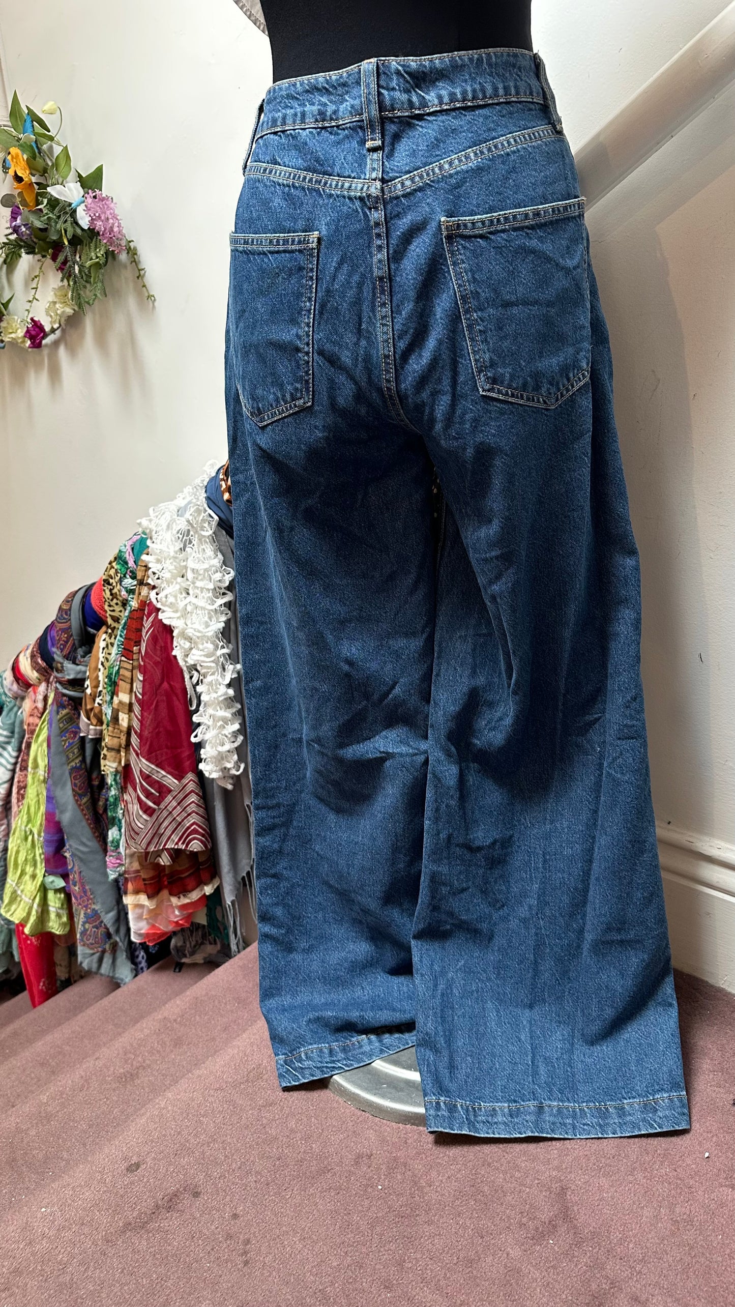Primark Wide Leg 100% Cotton Jeans Size 8