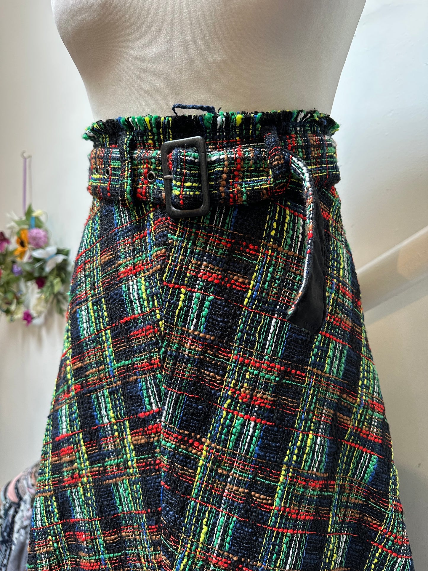 Zara Tweed-Like Fringed Skirt Size XS