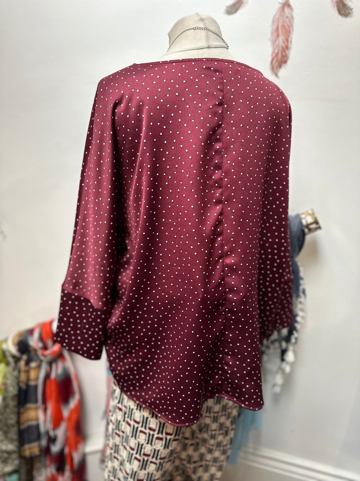 Gallery Burgundy Satin-like Top Size 20