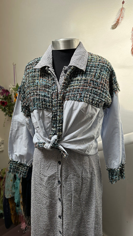 Zara blouse with Fringed Woven Detail Size M