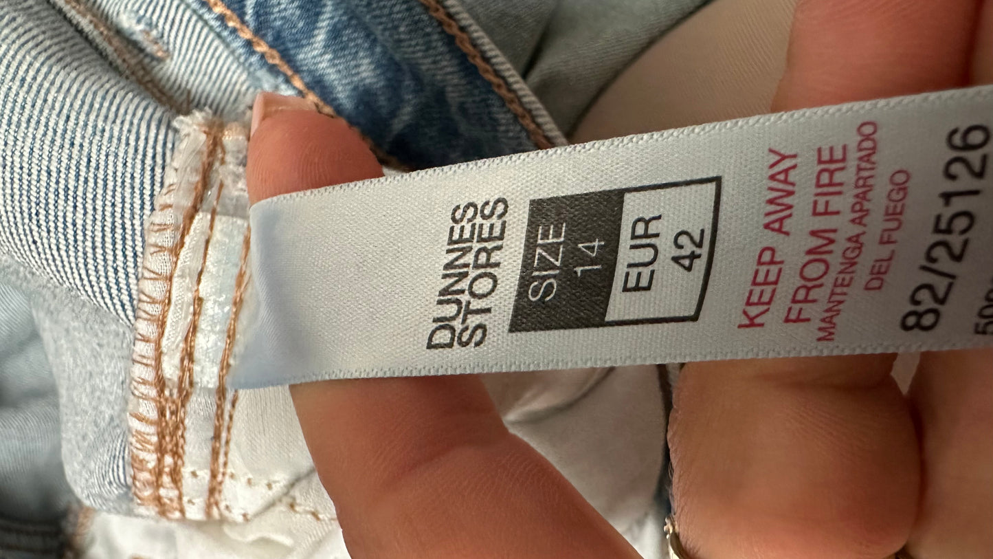 Dunnes Front Split 100% Cotton Denim Skirt Size 14