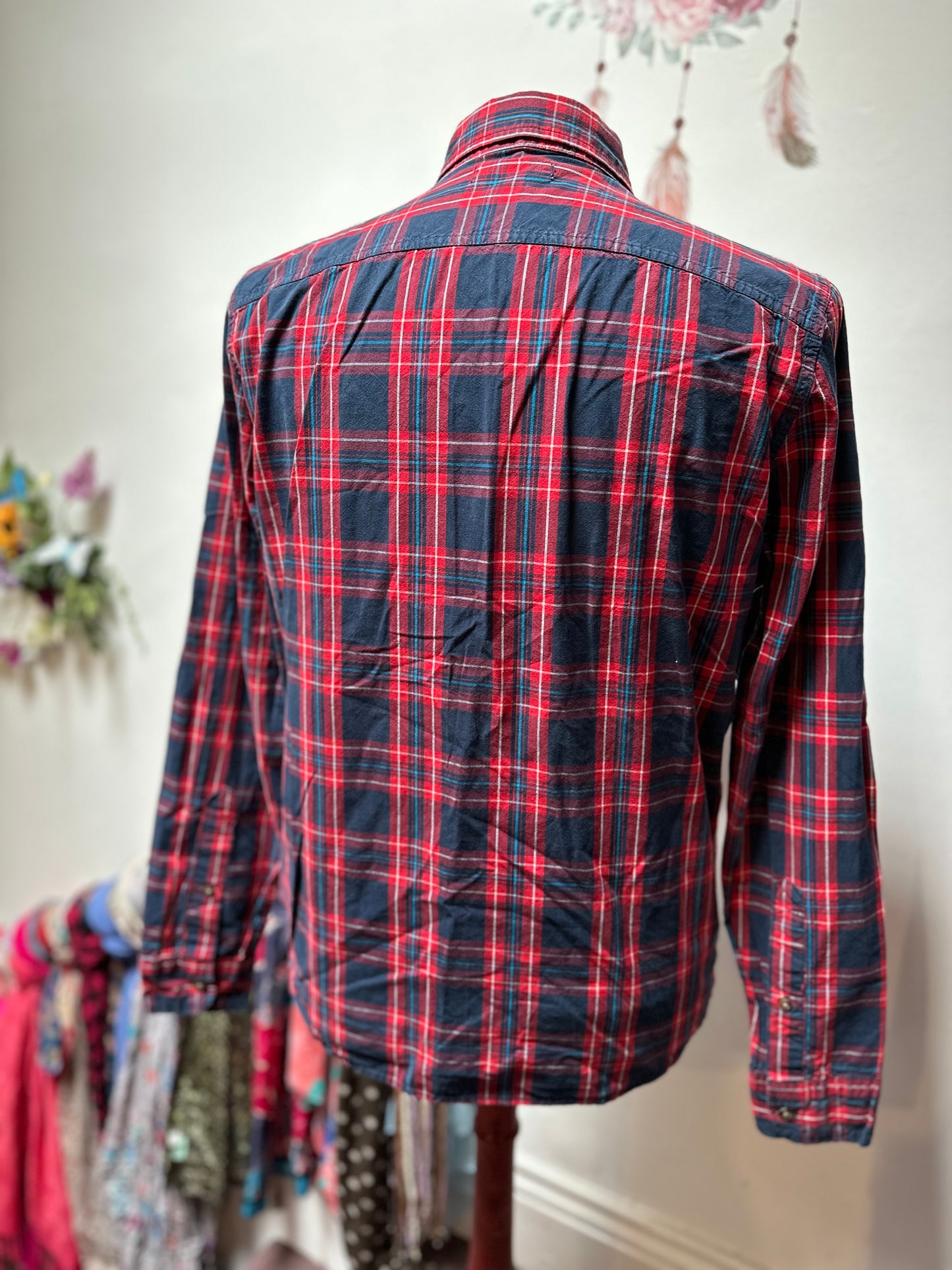 Hollister Red Plaid Shirt Size L 100% Cotton