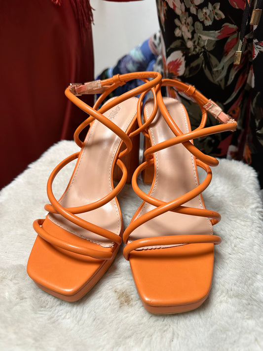 Orange Block Heels Size 6