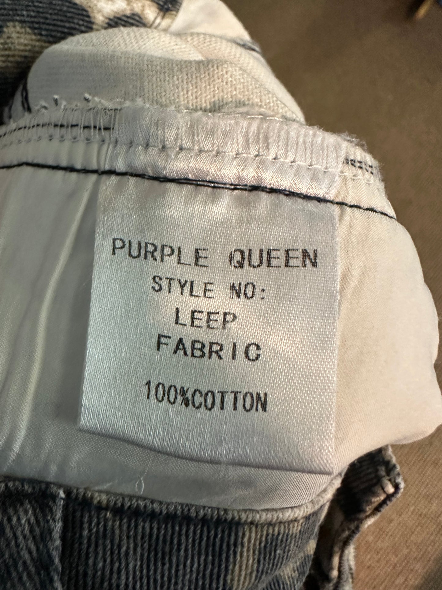 Purple Queen Leo Print Balloon Jeans Size M 100% Cotton