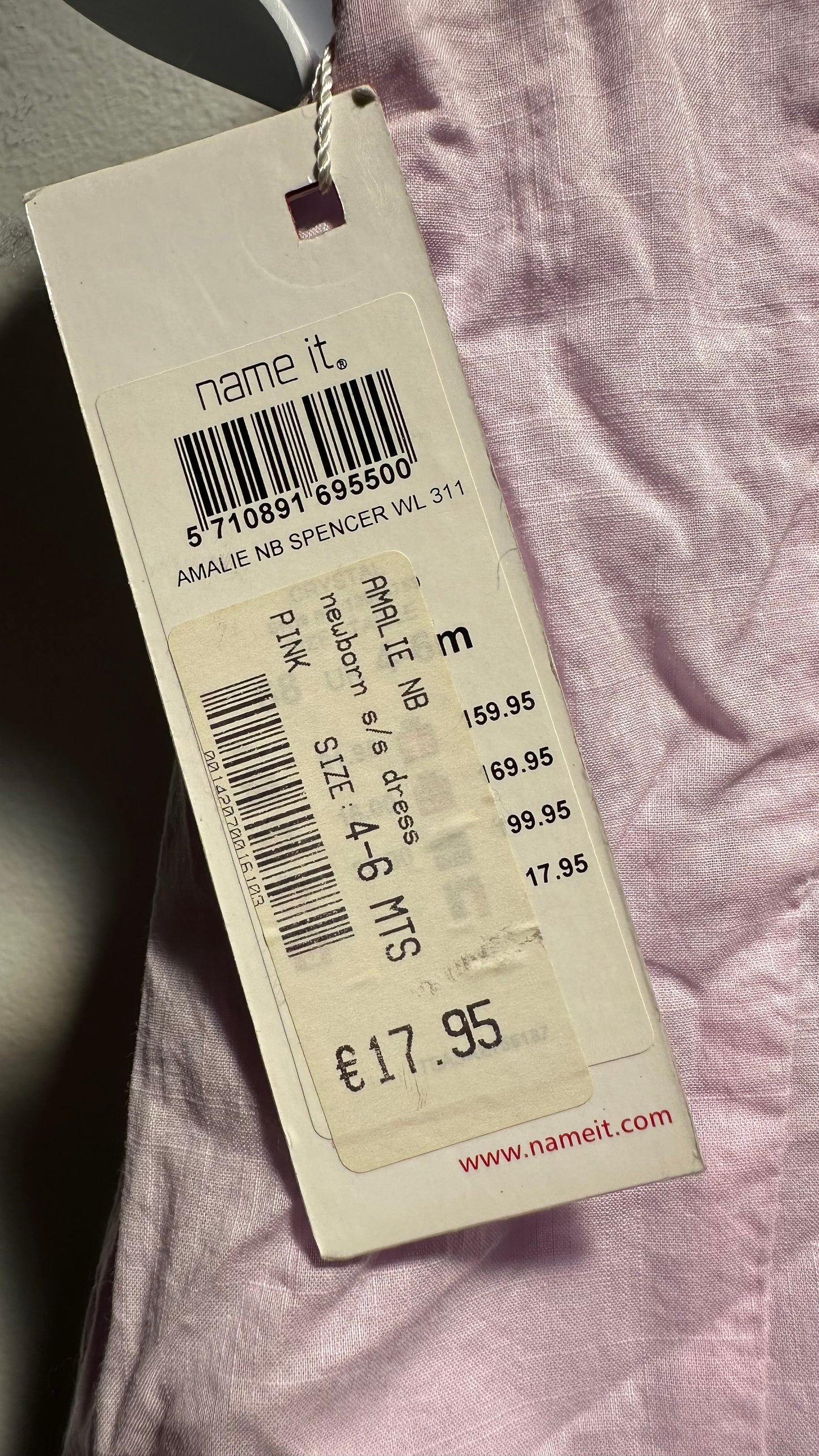 Name It Lilac Dress New with Tags Age 4-6m 100% Cotton