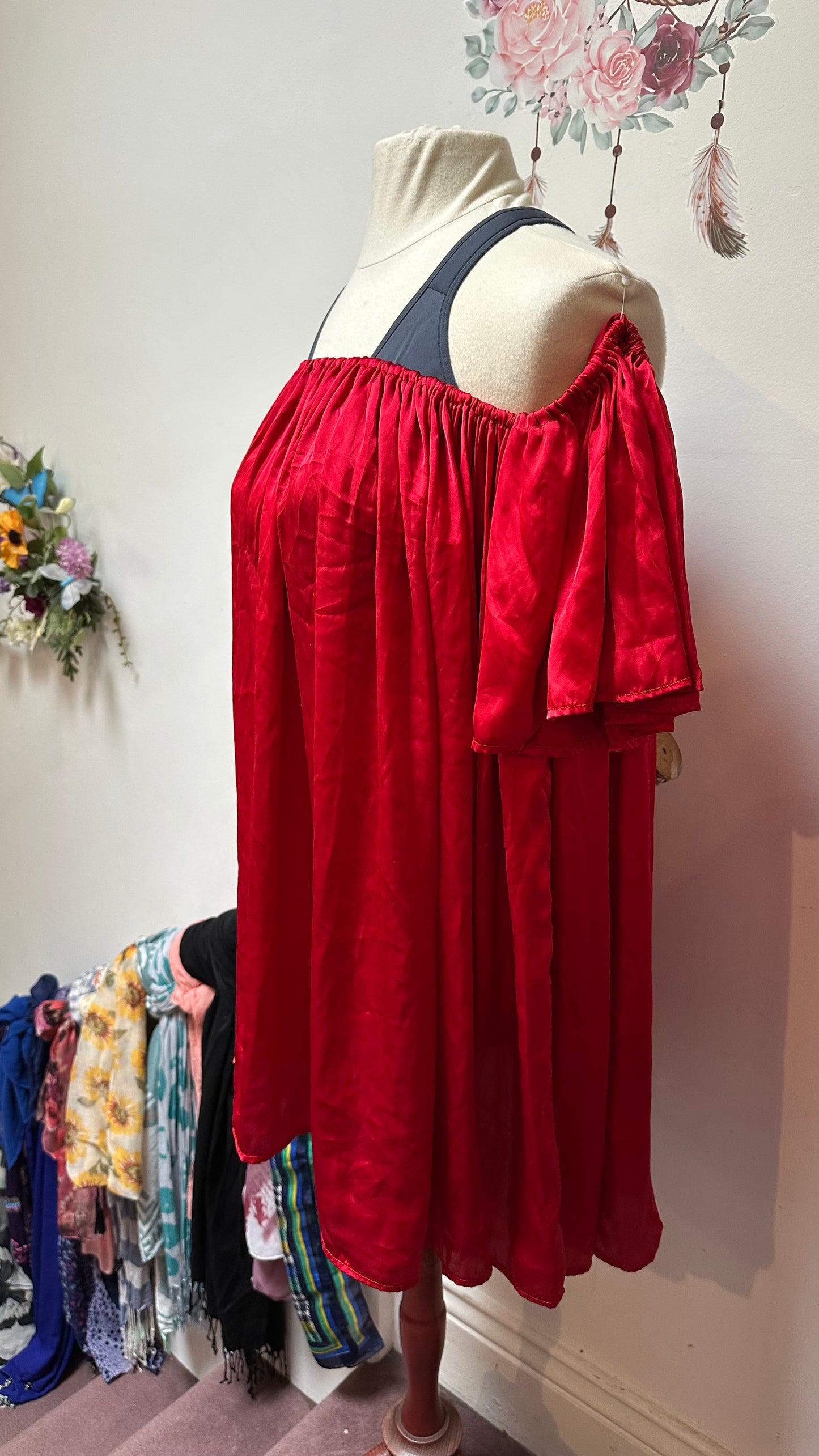 Red Satin Top Best Fit Size XXL