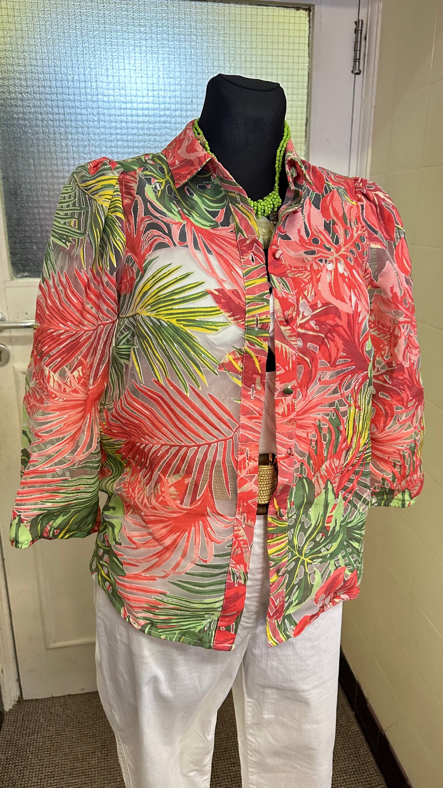 Jungle Semi-Sheer Blouse Best Fit Size S