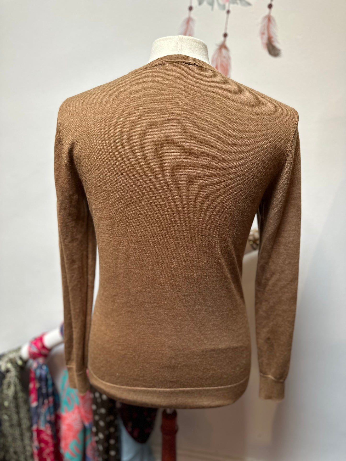 Designer Easy Black 100% Merino Wool Fine Knit Sweater Size M