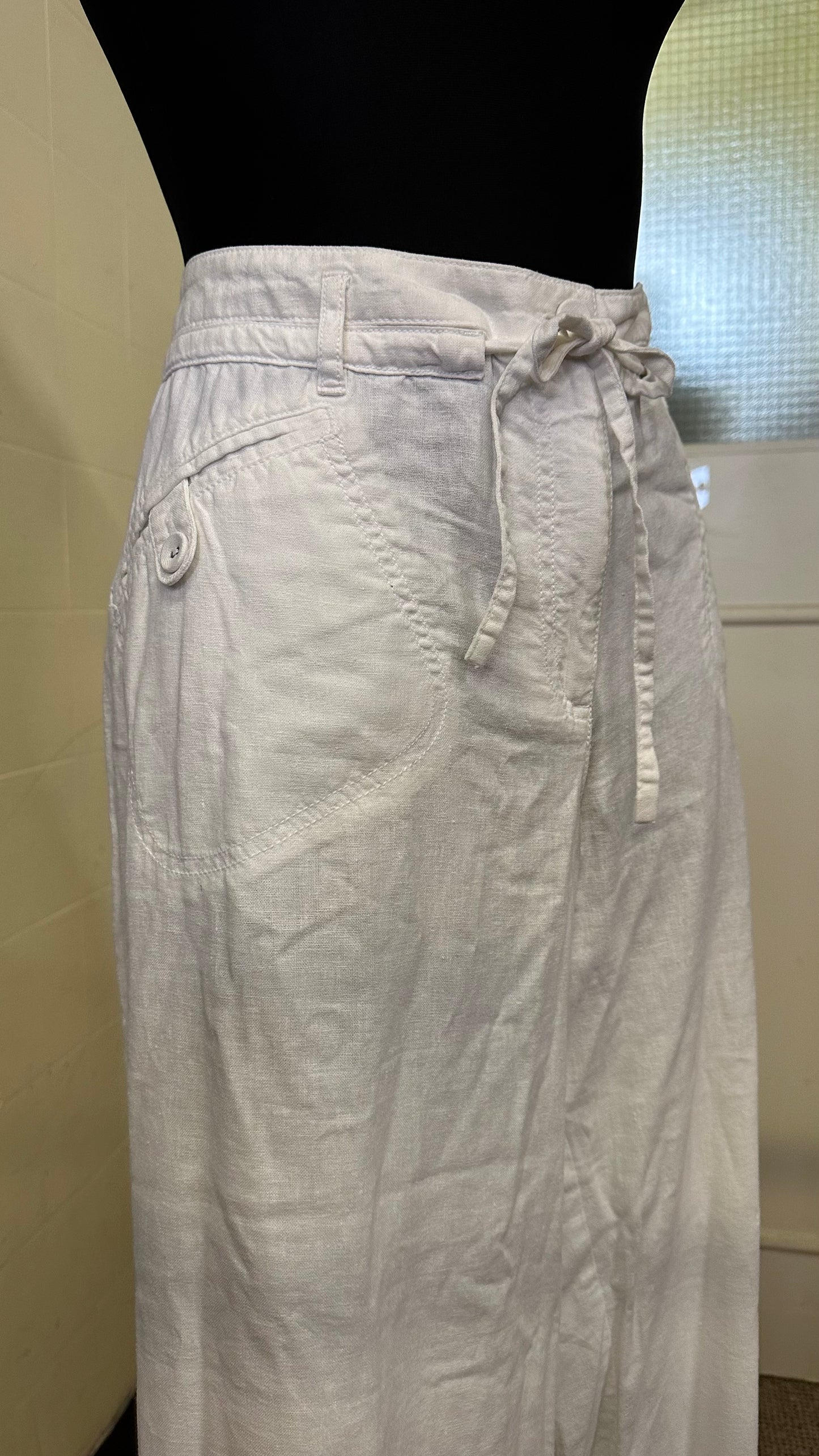 Next Linen Blend White Trousers Size 18