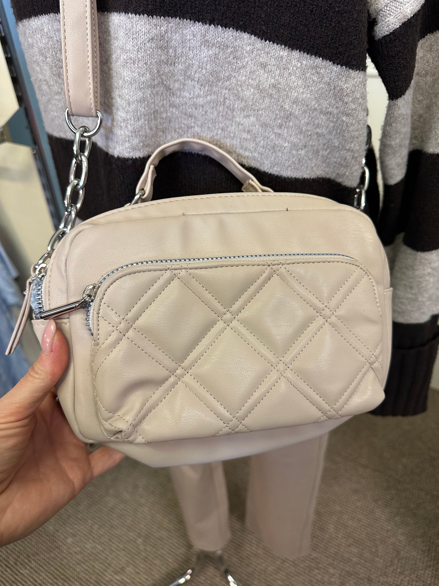 Primark Cream Quilted Crossbody Bag
