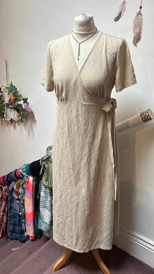 Primark Beige Wrap Dress Size 10