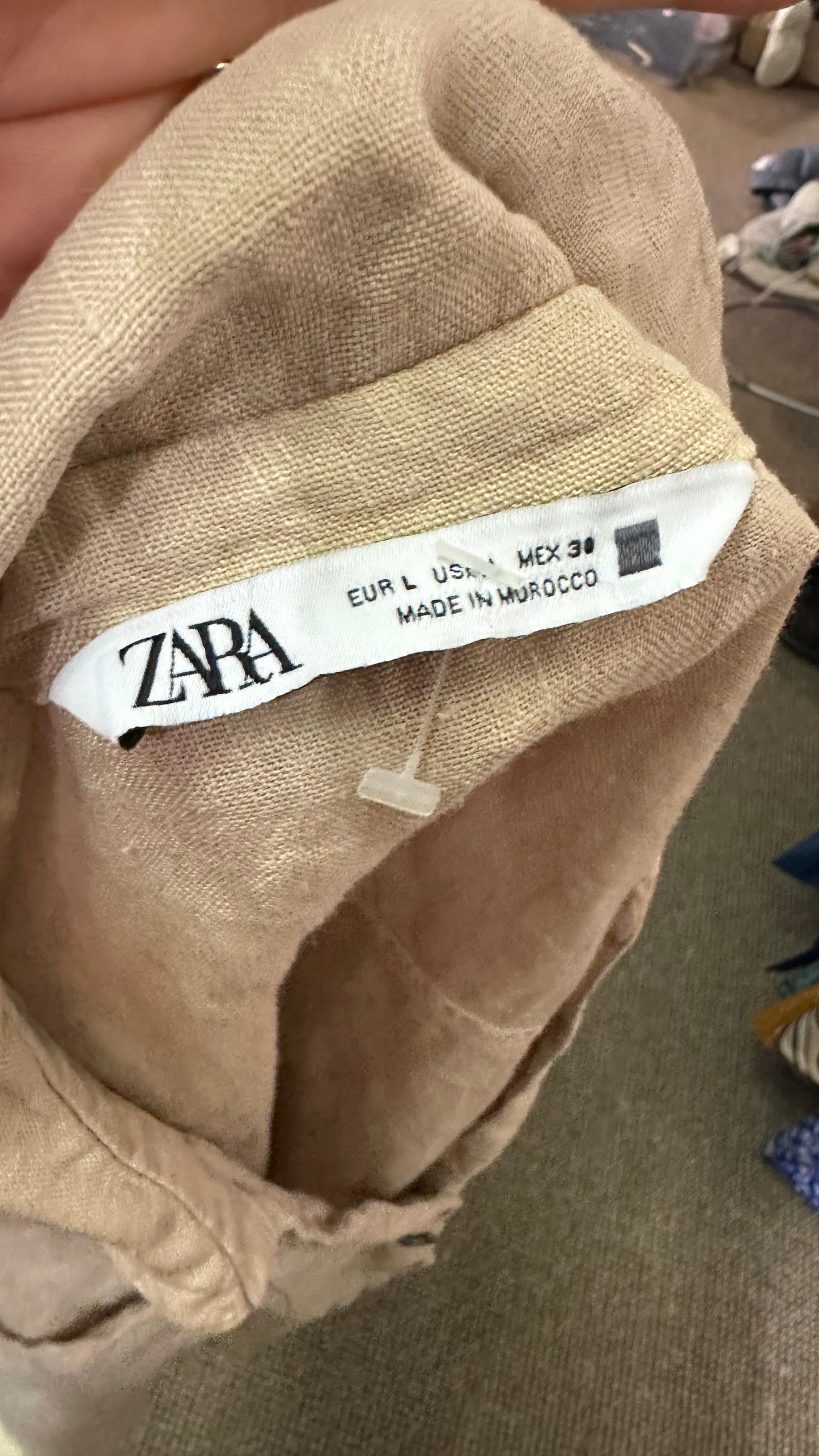 Zara 100% Linen Crop Shirt Size L