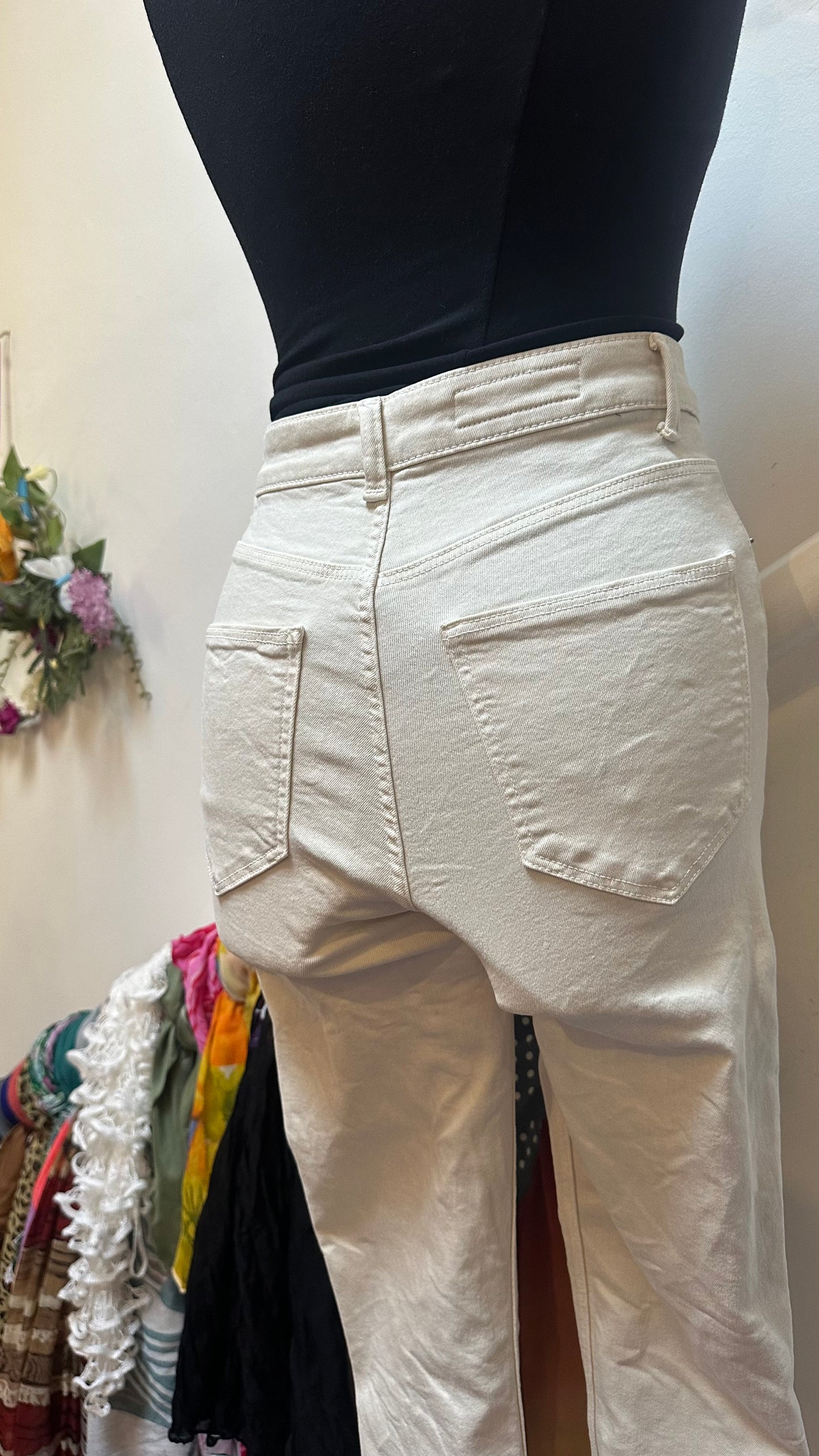 Zara Cream Stretchy Skinny Jeans High Waist Size 10