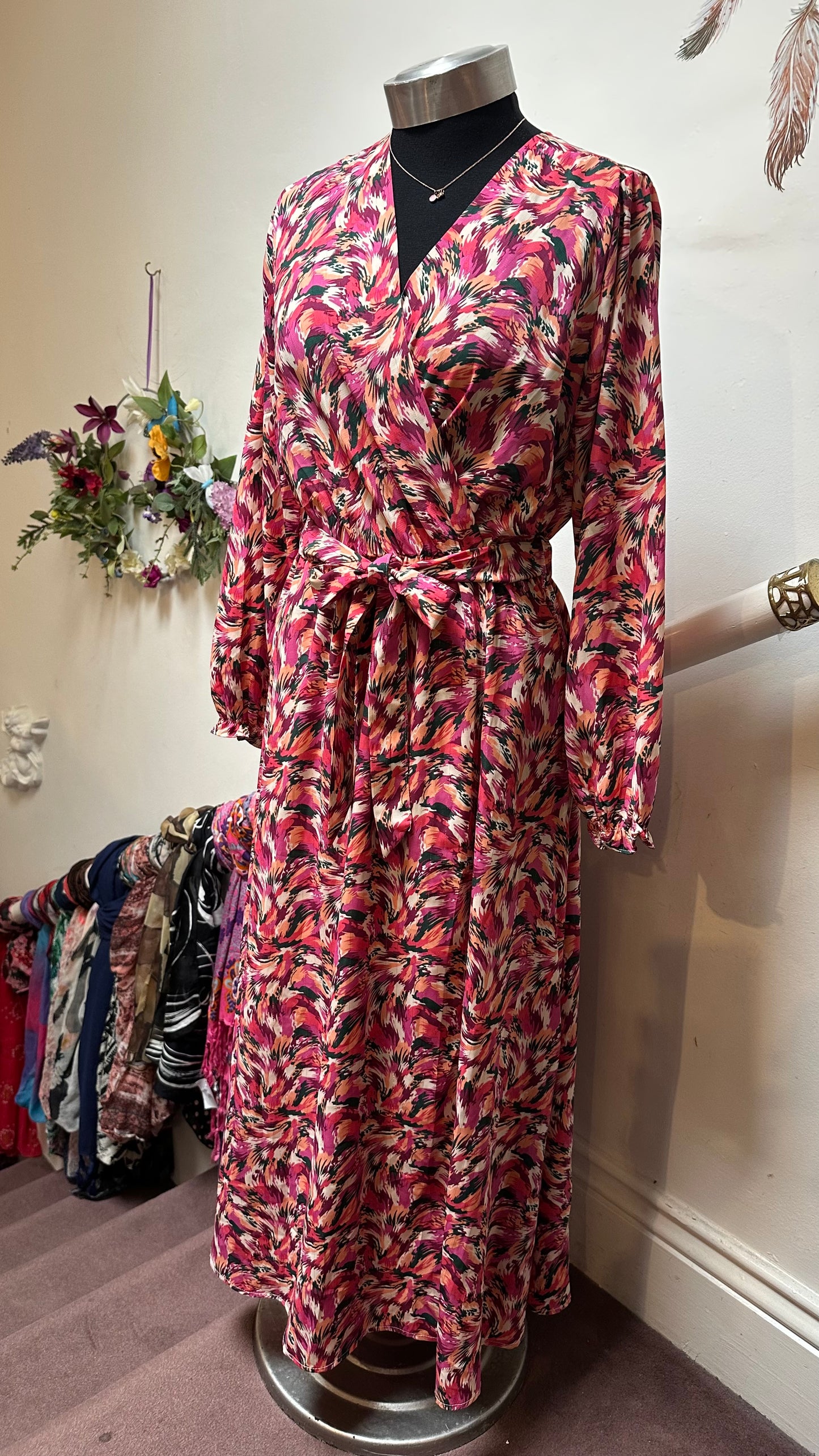 Emi-Jo Pink Belted Maxi Dress Size S