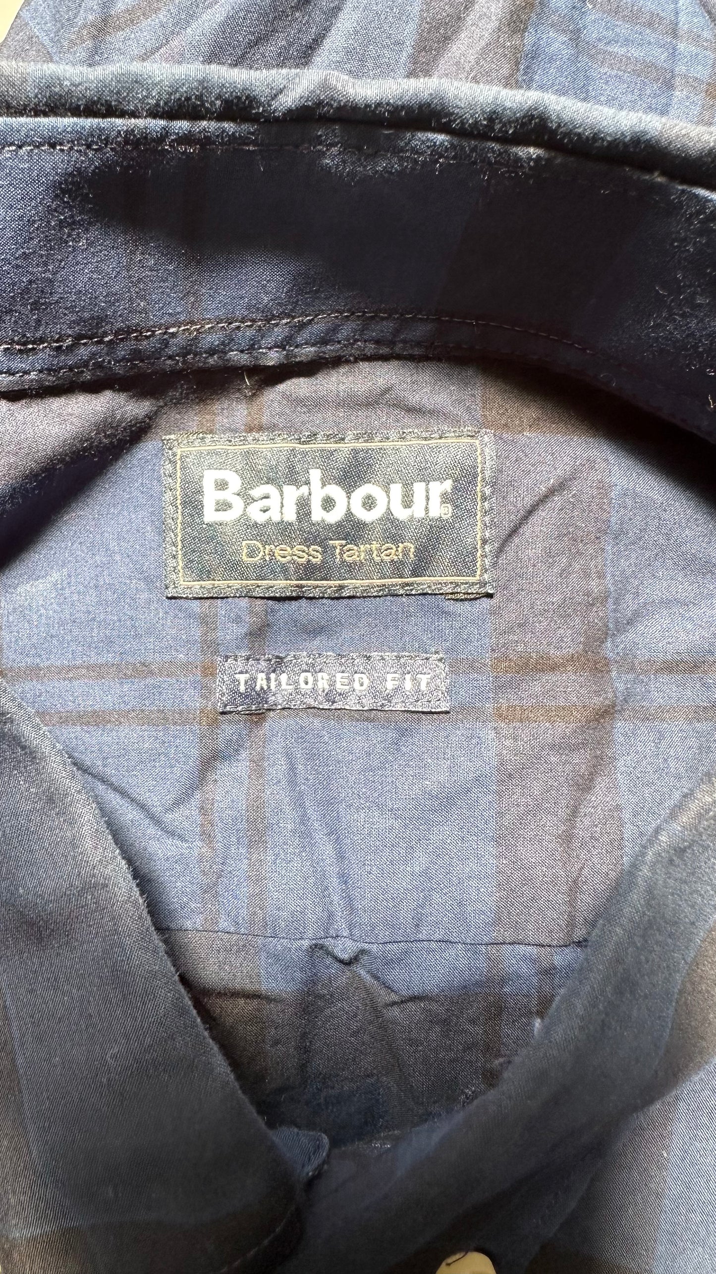 Barbour Blue Tartan Shirt 100% Cotton Size XL but more like L/XL