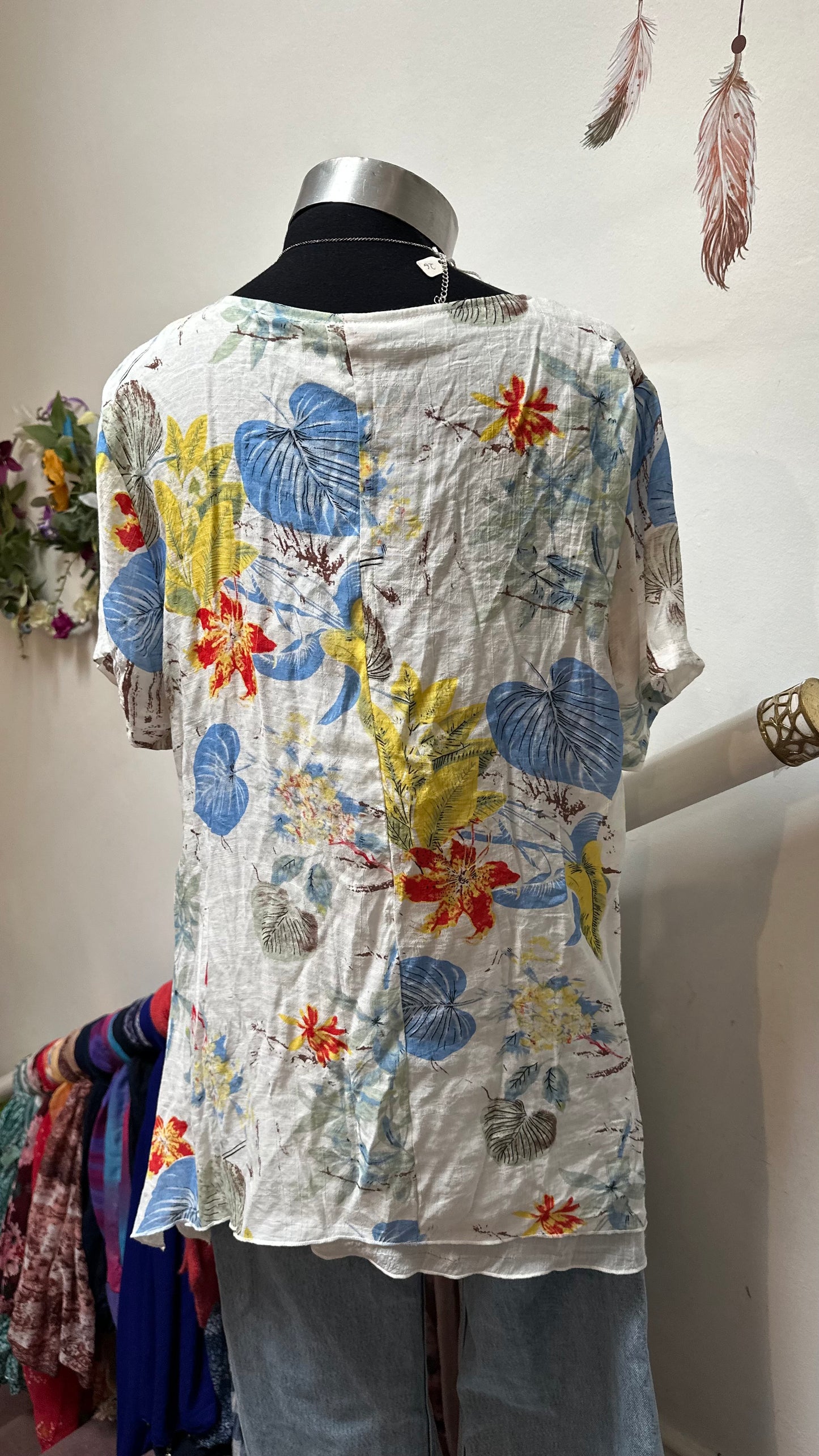 Mudflower Floral Lined Top Size 16