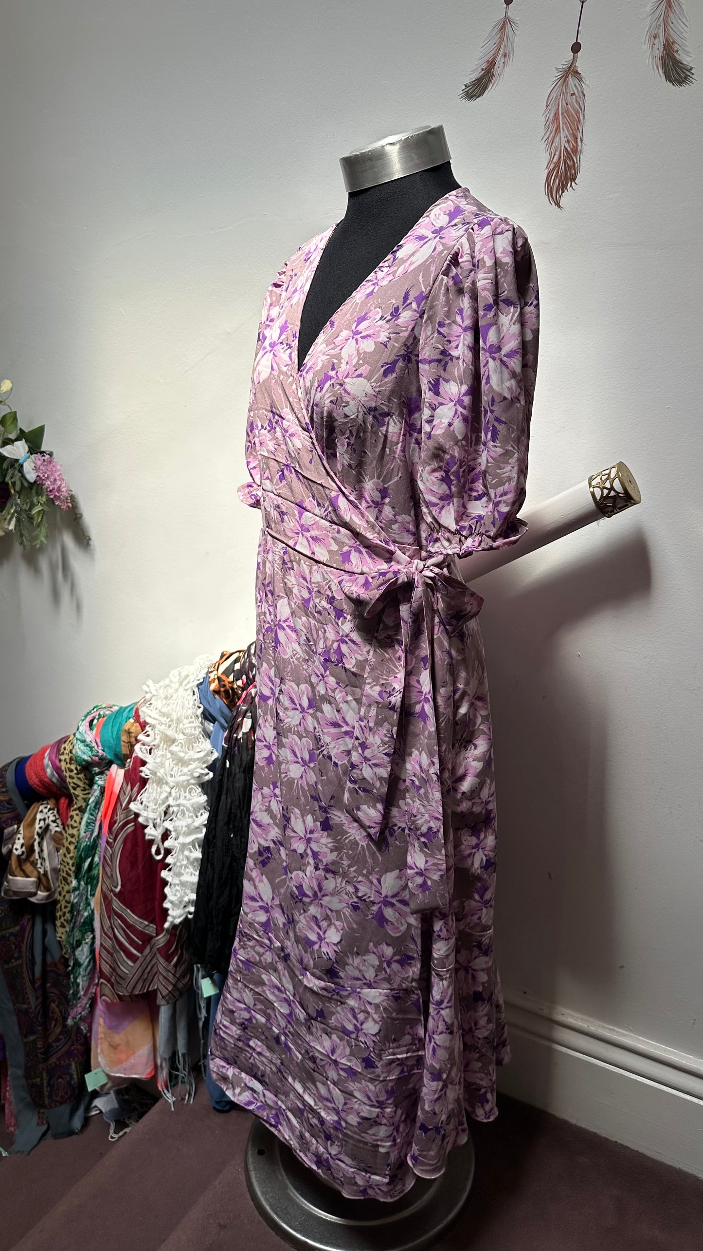Shein Lavender Wrap Dress Best Fit Size M