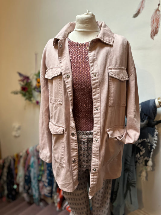 Dunnes Blush Pink Denim Shirt/Jacket s. S 100% Cotton