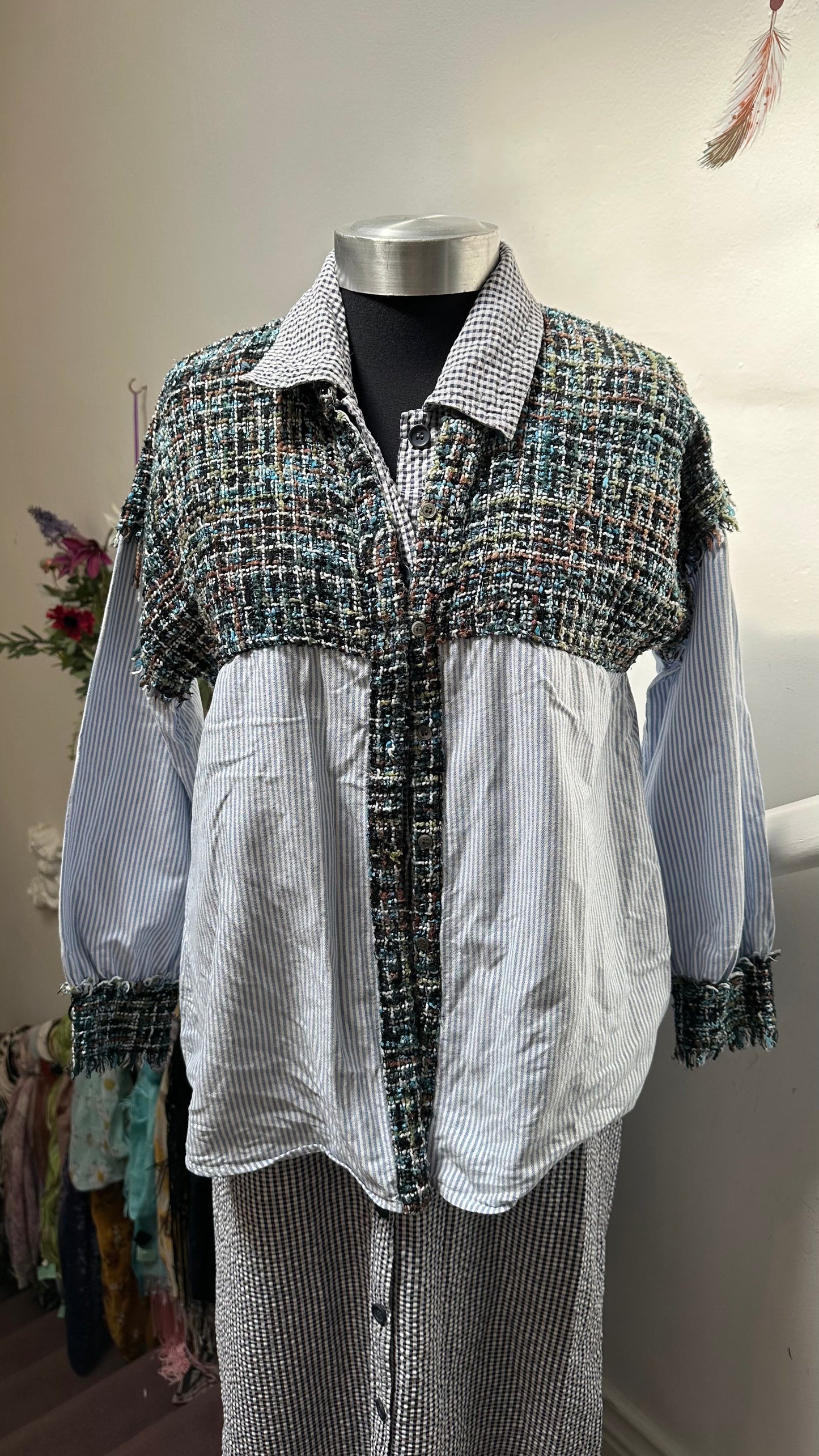 Zara blouse with Fringed Woven Detail Size M